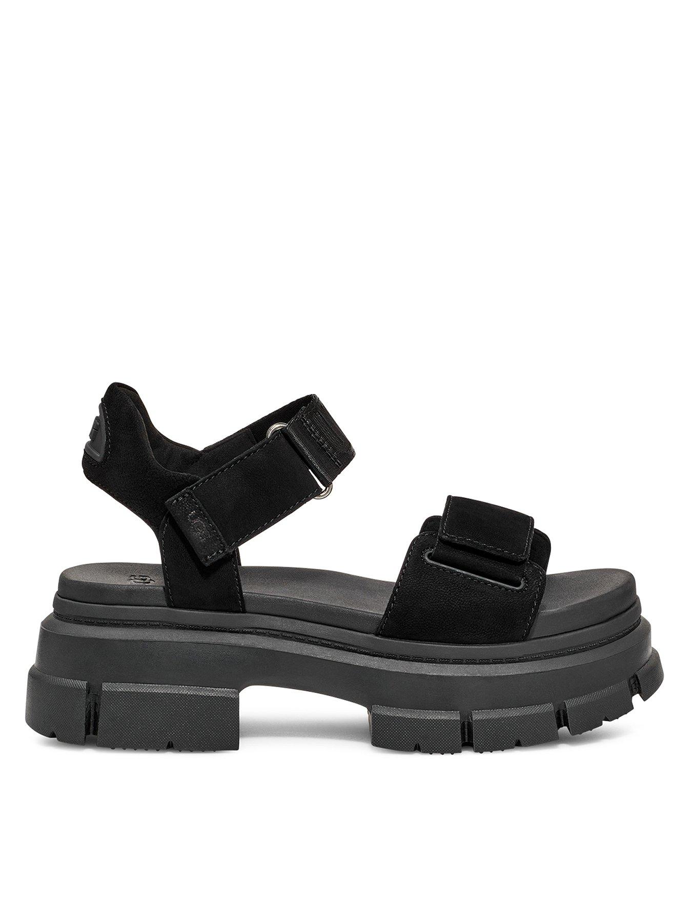 Black chunky wedge outlet sandals