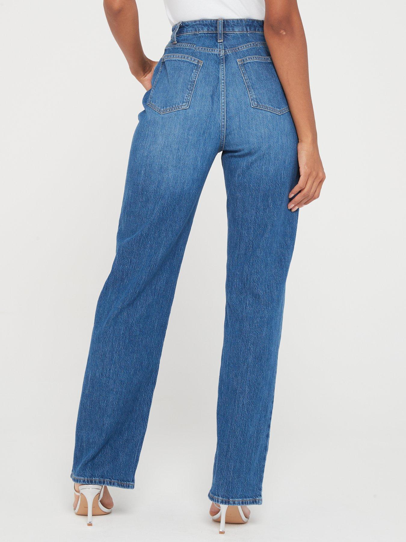 Mid wash high 2024 waisted wide leg jeans