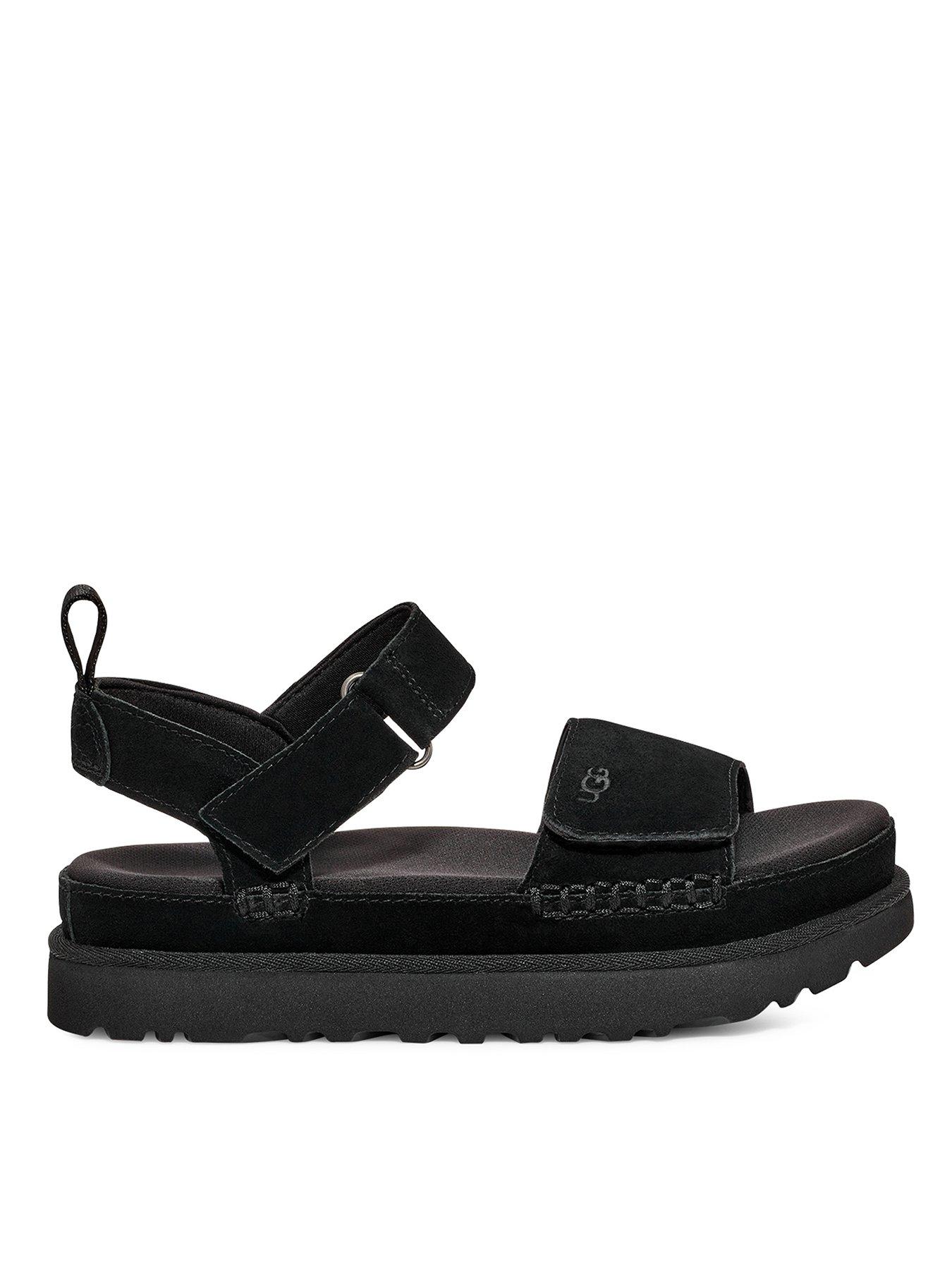 Ugg black 2024 wedge sandals