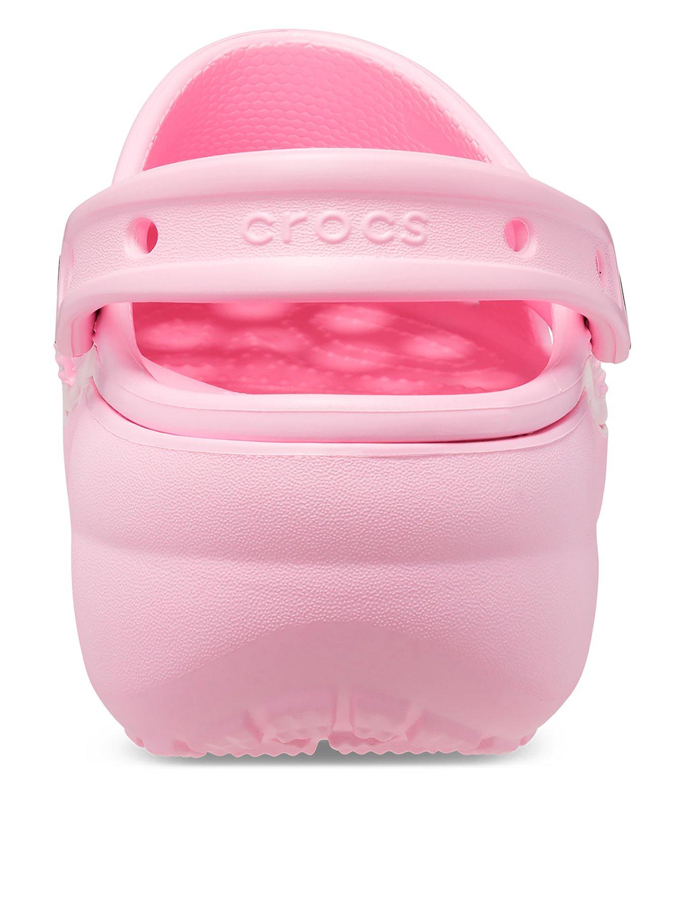 Pink wedge top crocs