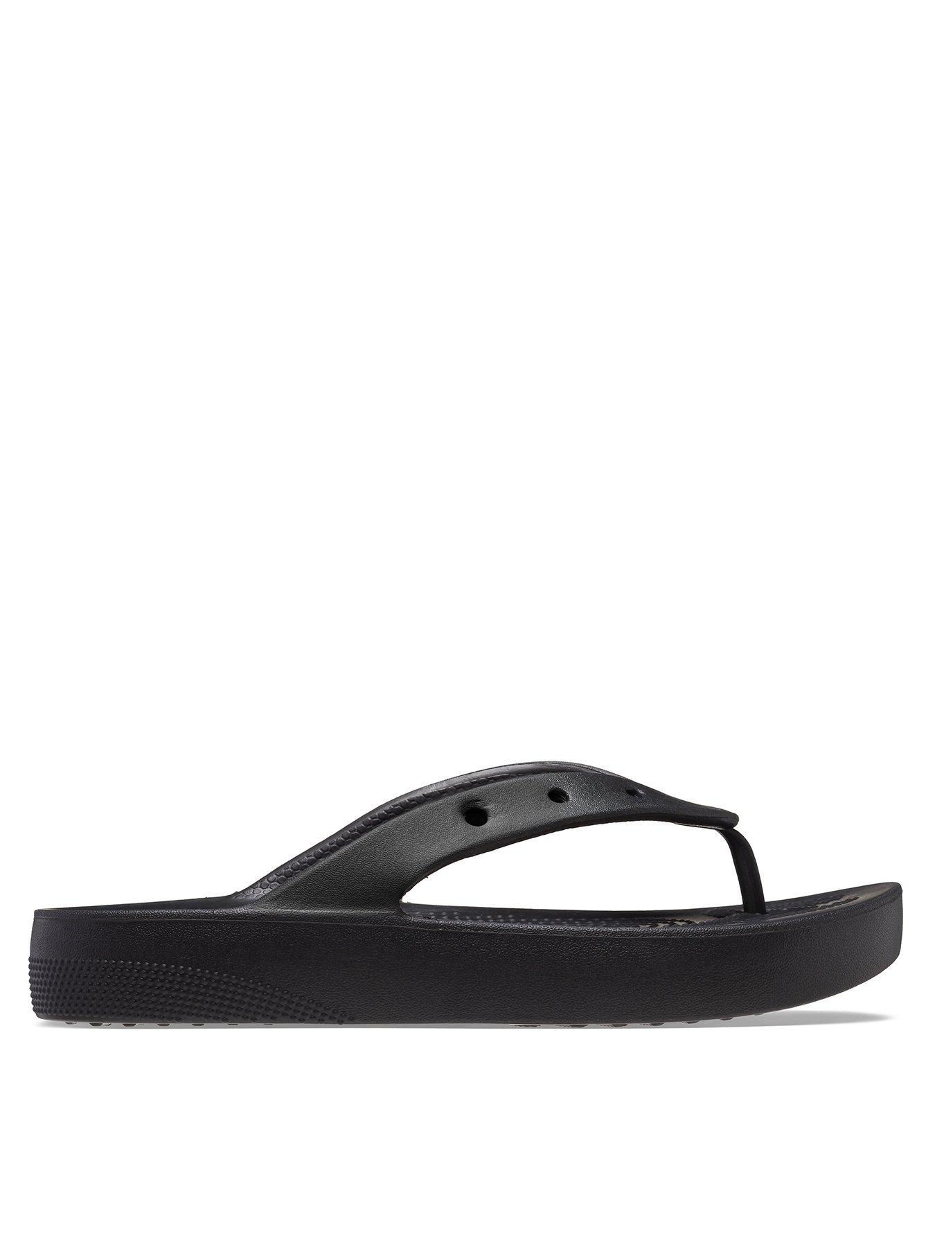 Womens Black Crocs Classic Platform Flip Sandals