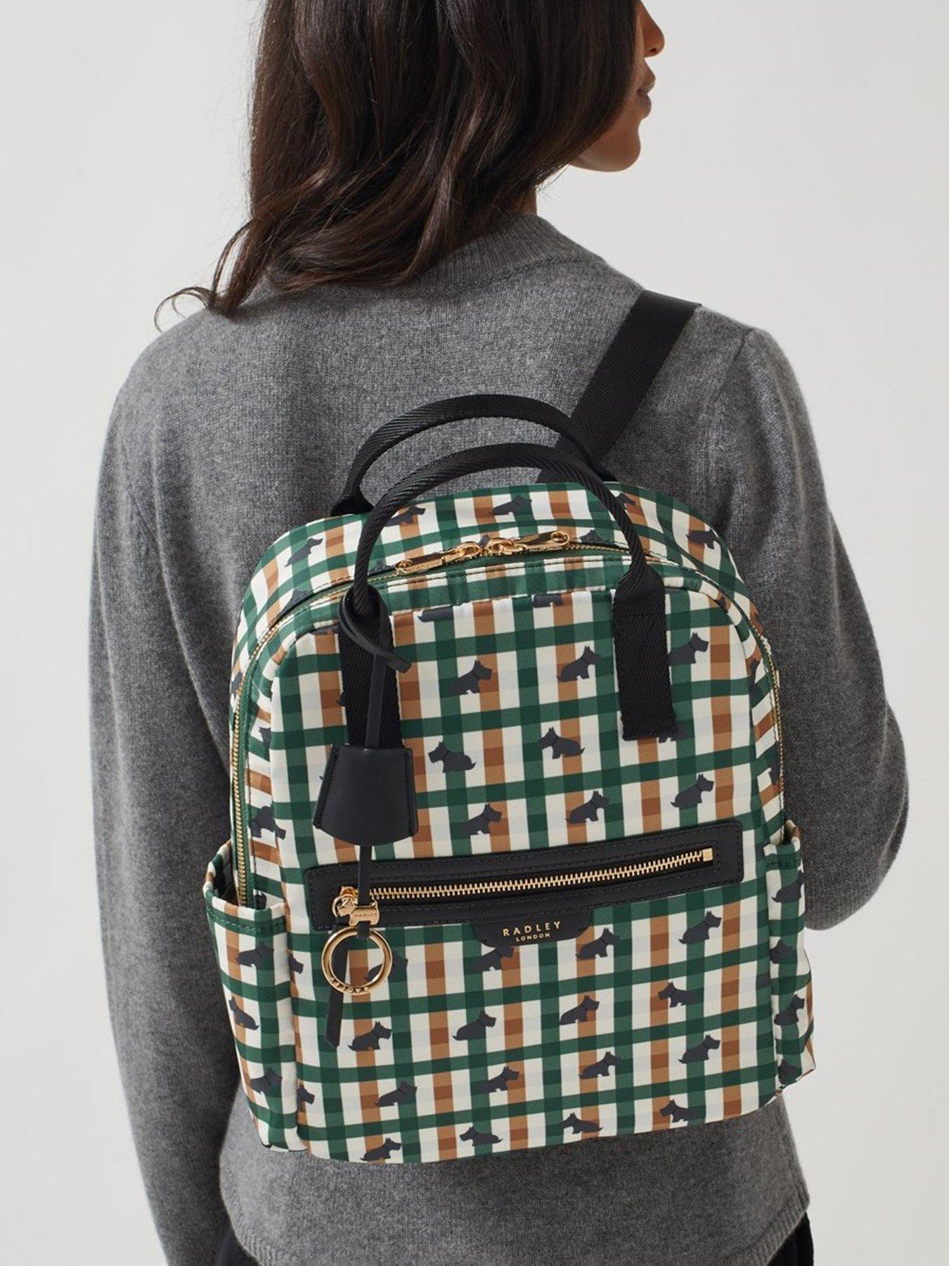 Finsbury Park Checked Dog Medium Zip Top Backpack Green