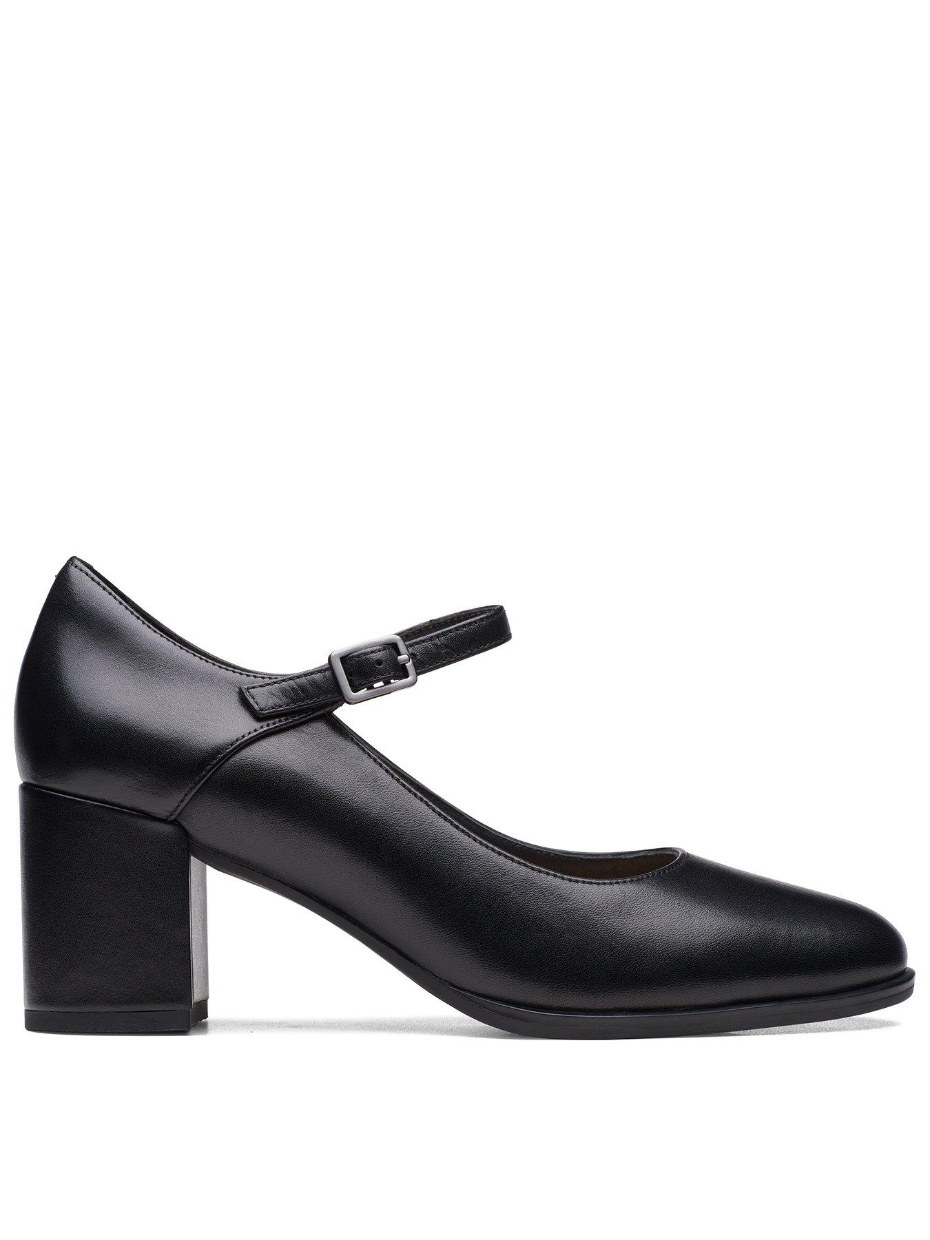 Image of Clarks Clarks Freva55 Strap Court Shoes - Black Leather