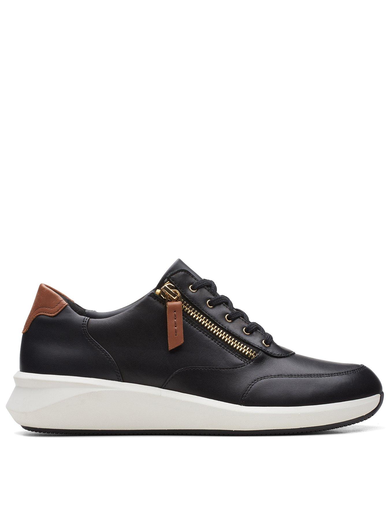 Clarks womens black outlet trainers