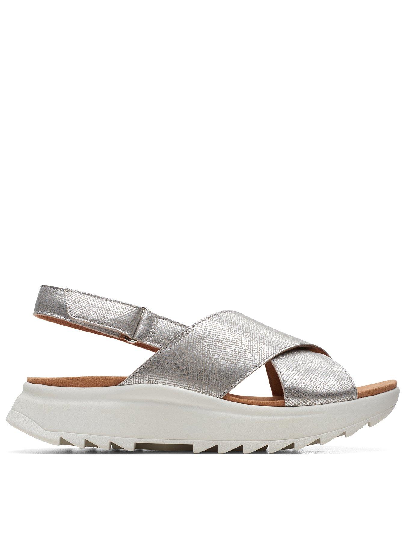 Clarks silver wedge sandals new arrivals