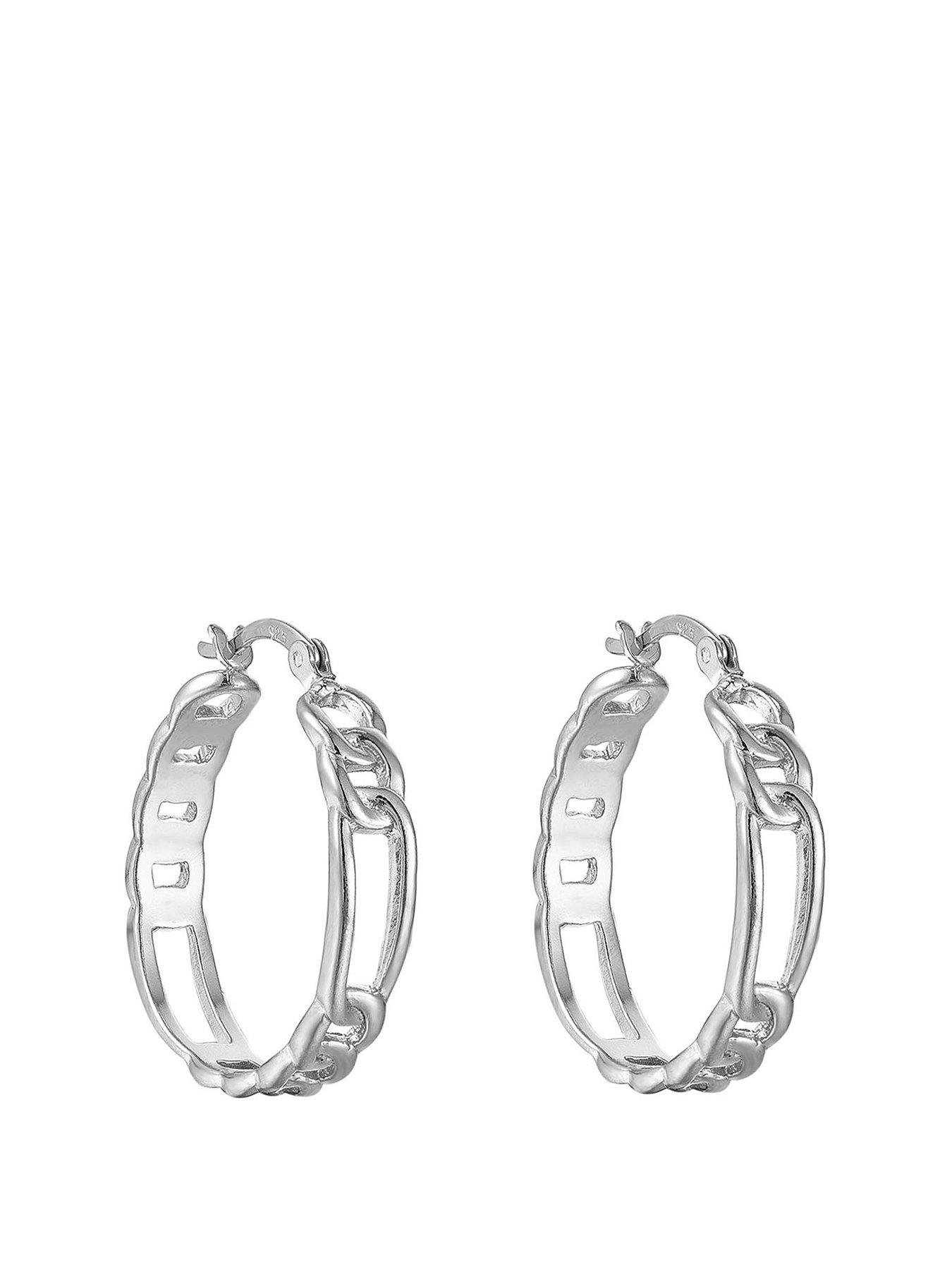 Image 1 of 4 of Seol + Gold Sterling Silver Figaro Chain Hoop Earrings