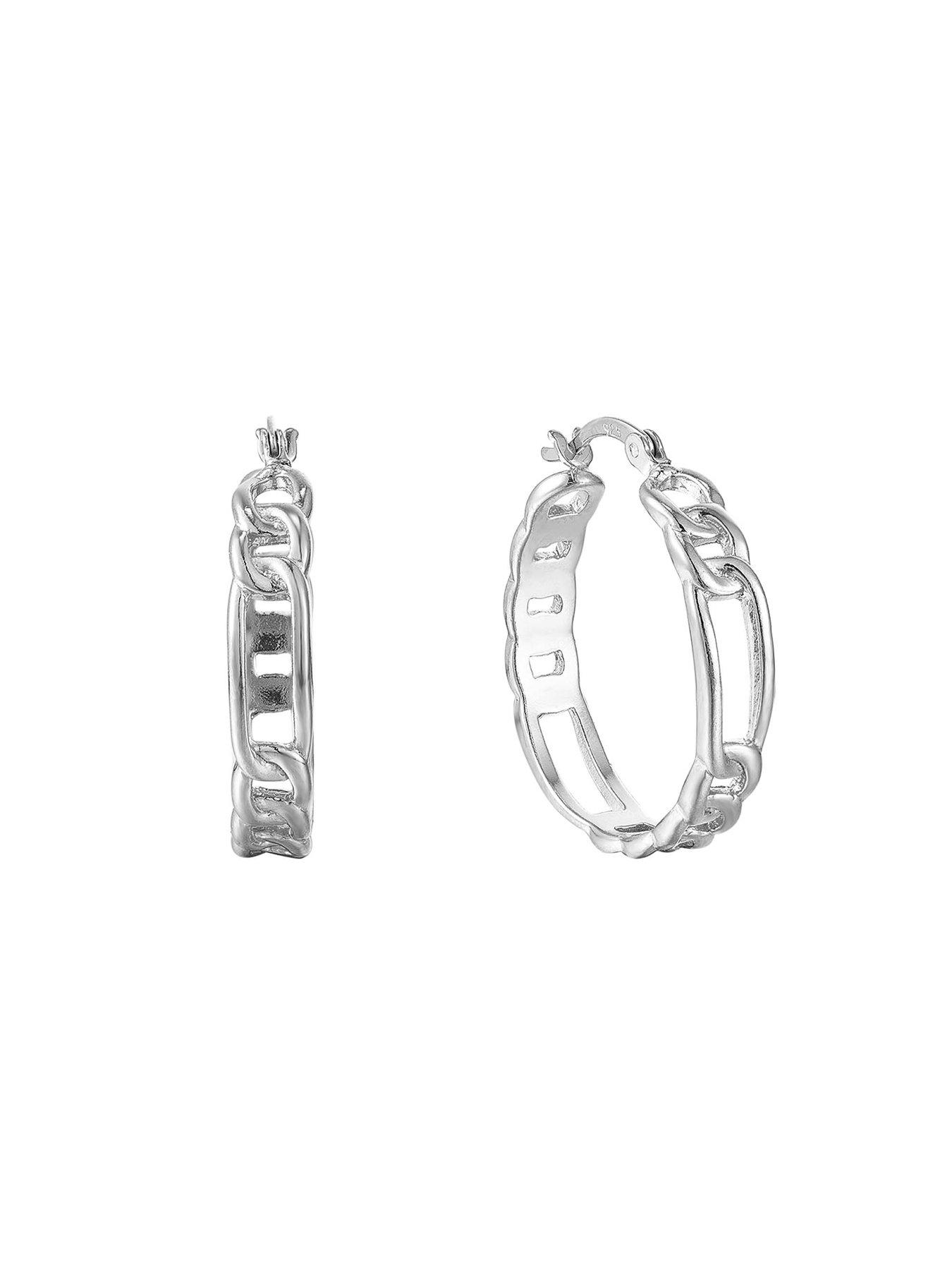 Image 3 of 4 of Seol + Gold Sterling Silver Figaro Chain Hoop Earrings