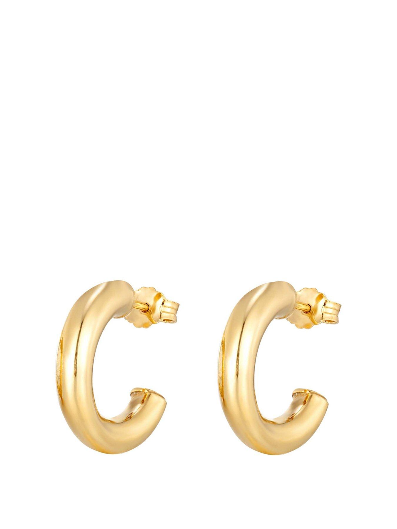 Image 1 of 6 of Seol + Gold 18ct Gold Plated Sterling Silver 20mm Half-Hoop Studs
