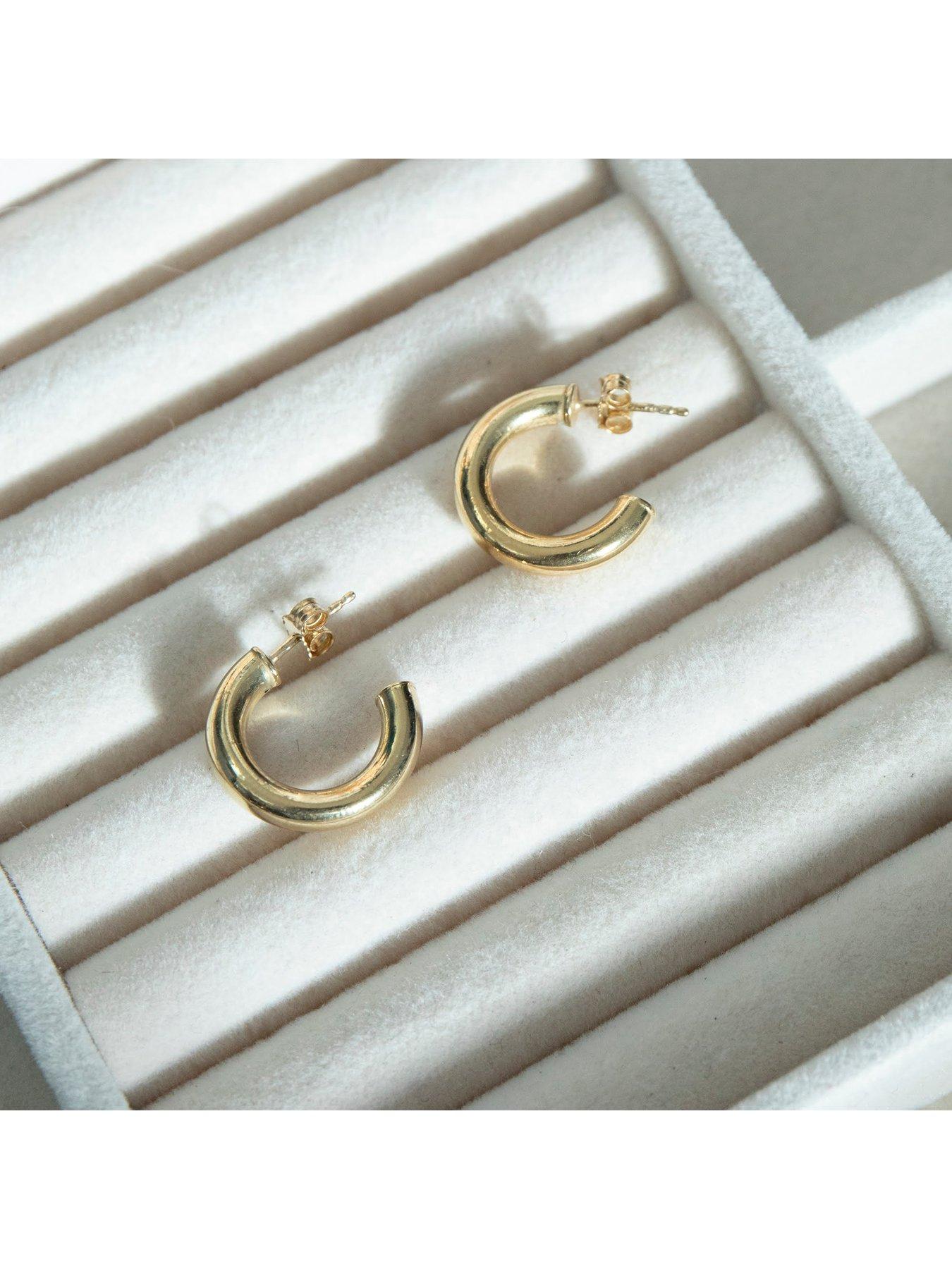 Image 2 of 6 of Seol + Gold 18ct Gold Plated Sterling Silver 20mm Half-Hoop Studs