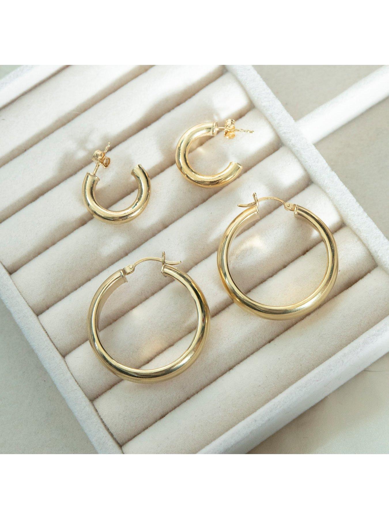 Image 5 of 6 of Seol + Gold 18ct Gold Plated Sterling Silver 20mm Half-Hoop Studs