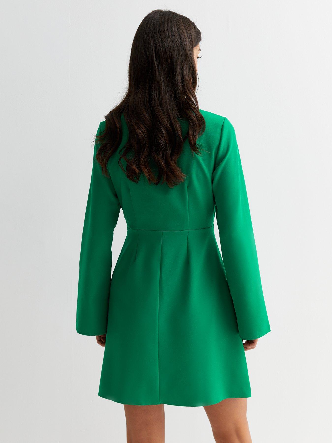 new-look-green-long-wide-sleeve-mini-tunic-wrap-dressstillFront