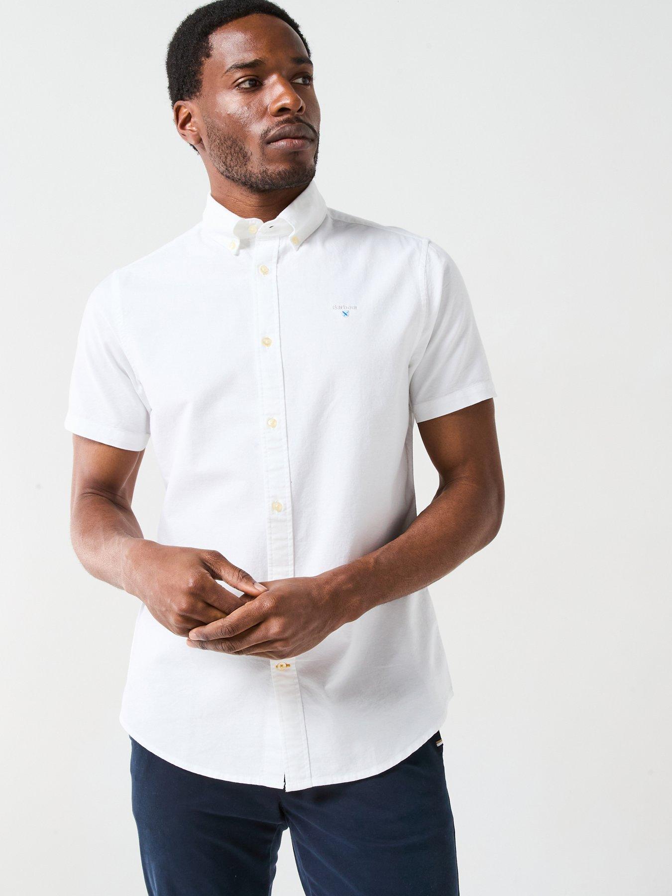 Image 1 of 6 of Barbour Short Sleeve Oxford Tailored Fit Shirt - White