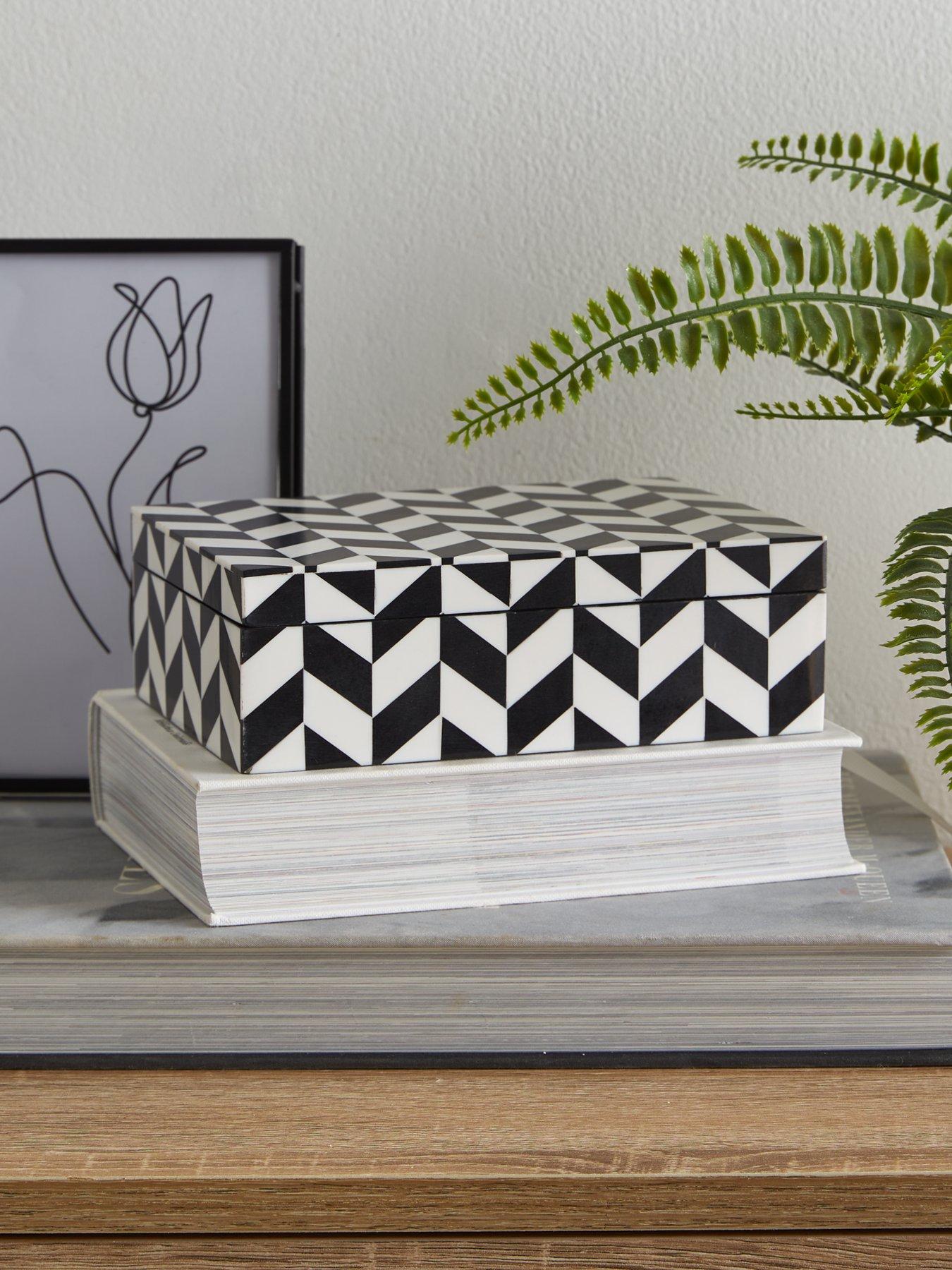 Image 1 of 6 of Very Home Monochrome Chevron Trinket Box