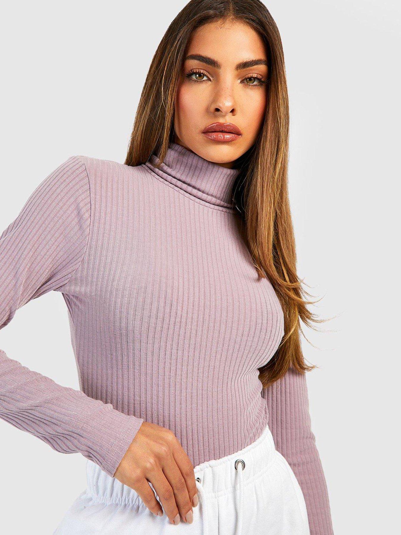 Ribbed roll clearance neck bodysuit