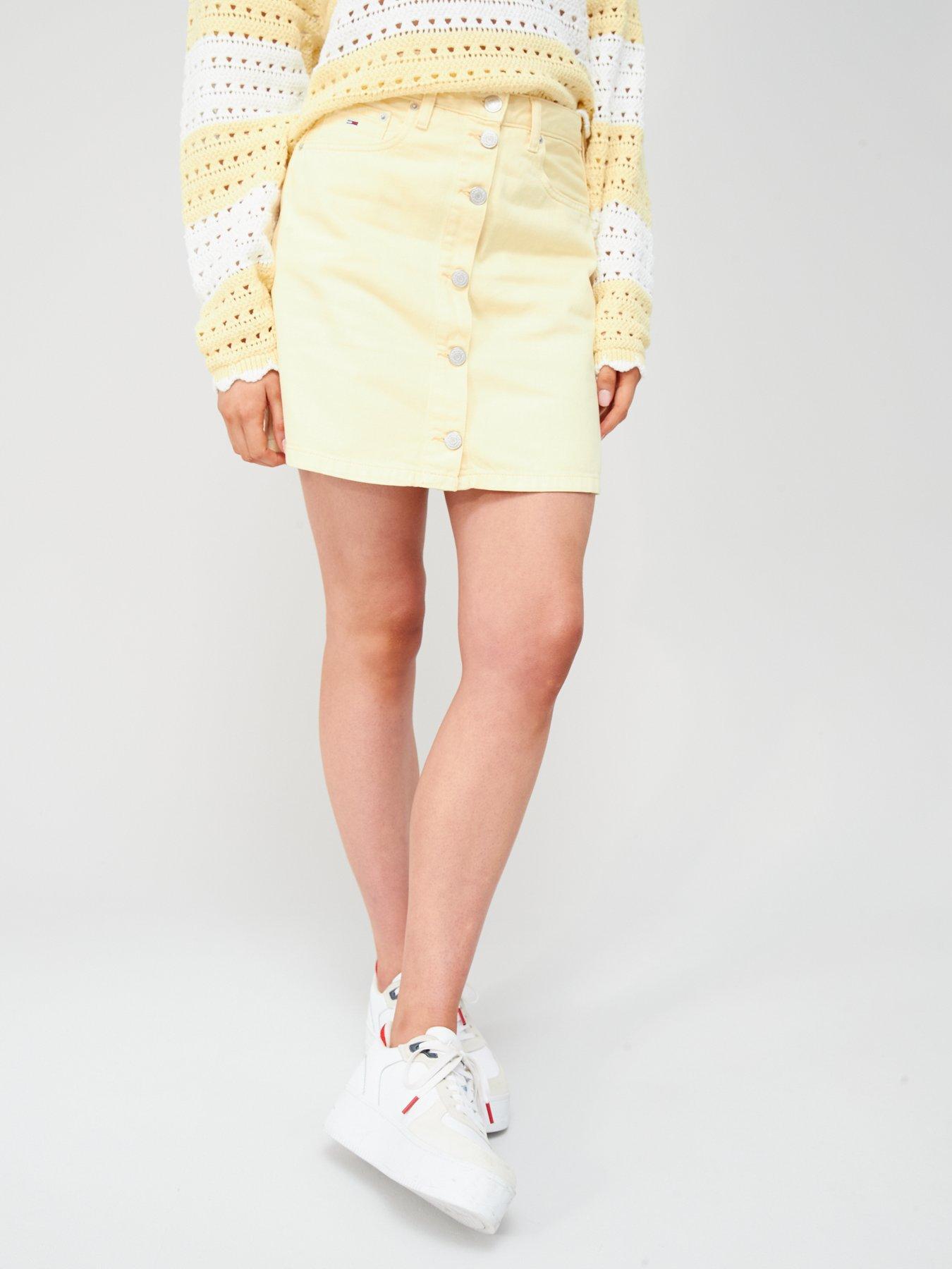 A line denim skirt yellow best sale