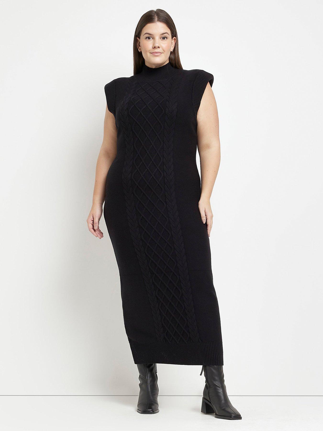 River Island Plus Cable Knit Maxi Dress - Black