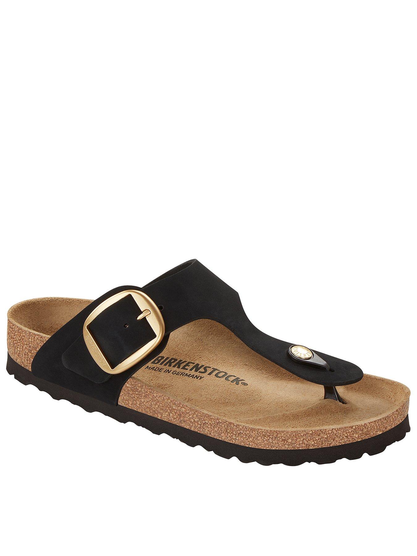 Image 1 of 1 of Birkenstock Gizeh Big Buckle Nubuck Sandal - Black