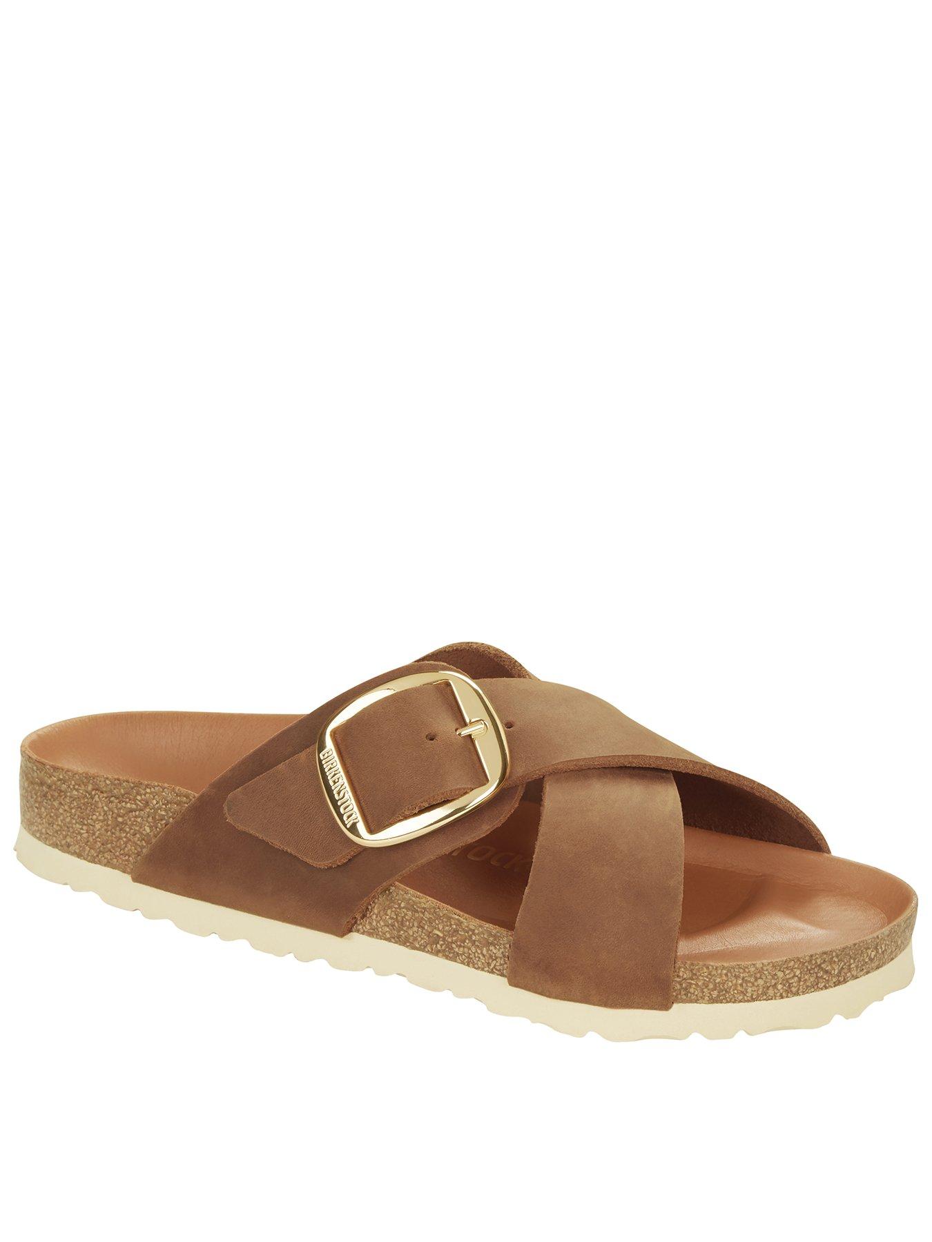 Siena big buckle discount slide sandal rose gold