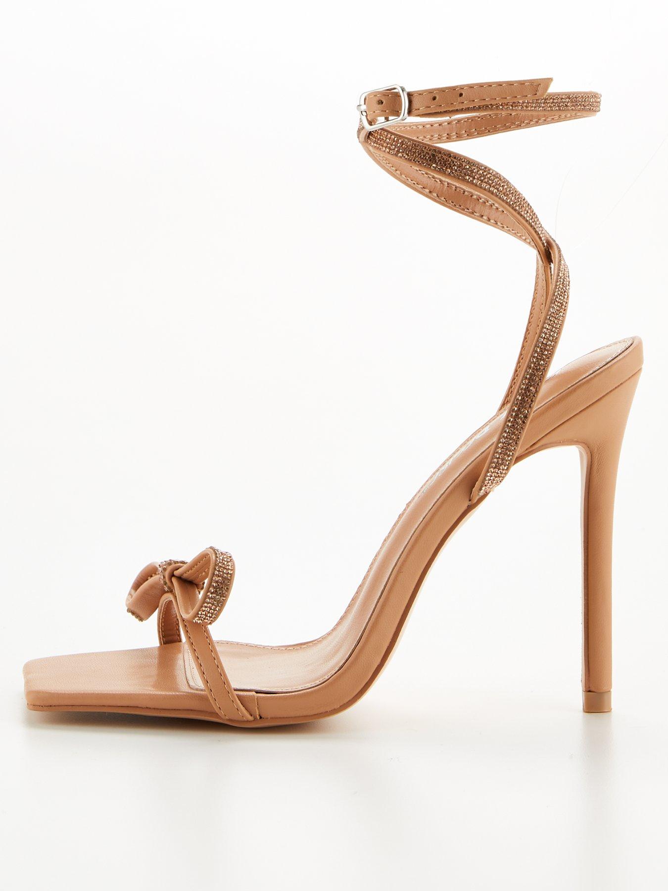 Nude heels store with bow