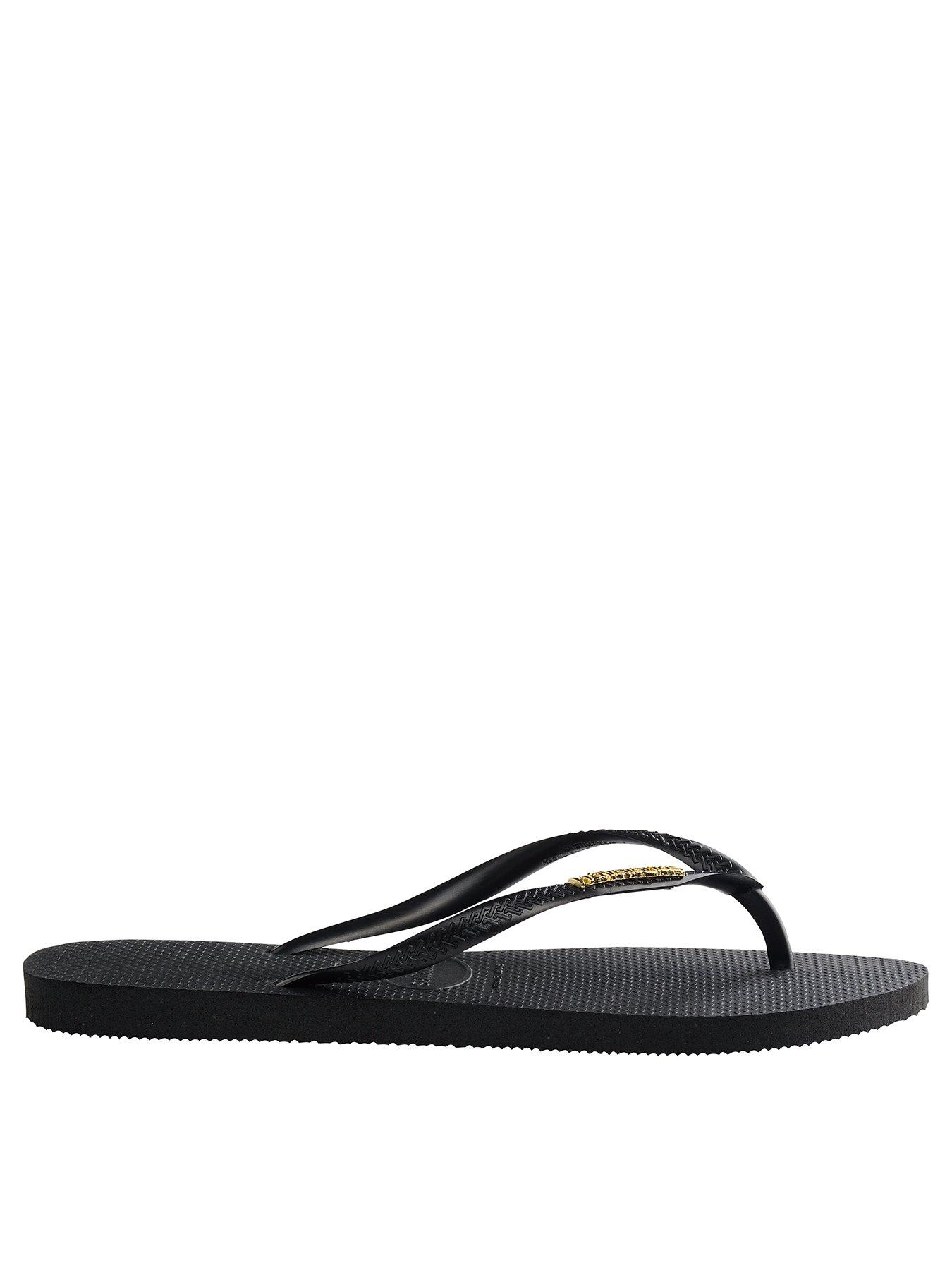 Havaianas slim logo metallic 2025 black gold flip flop