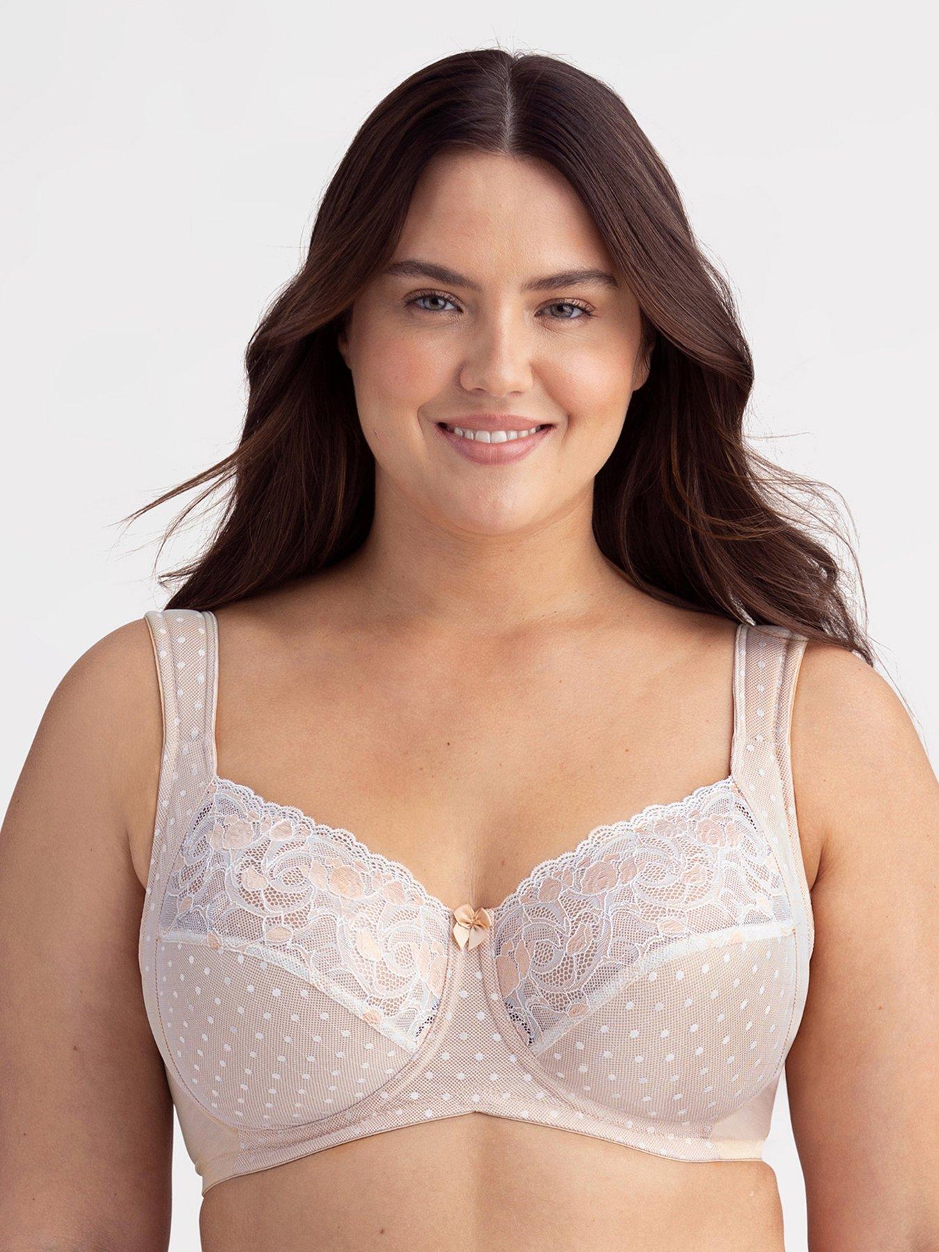 New Catherines Plus Size Full Coverage Smooth Underwire Bra Blue Pink Bow