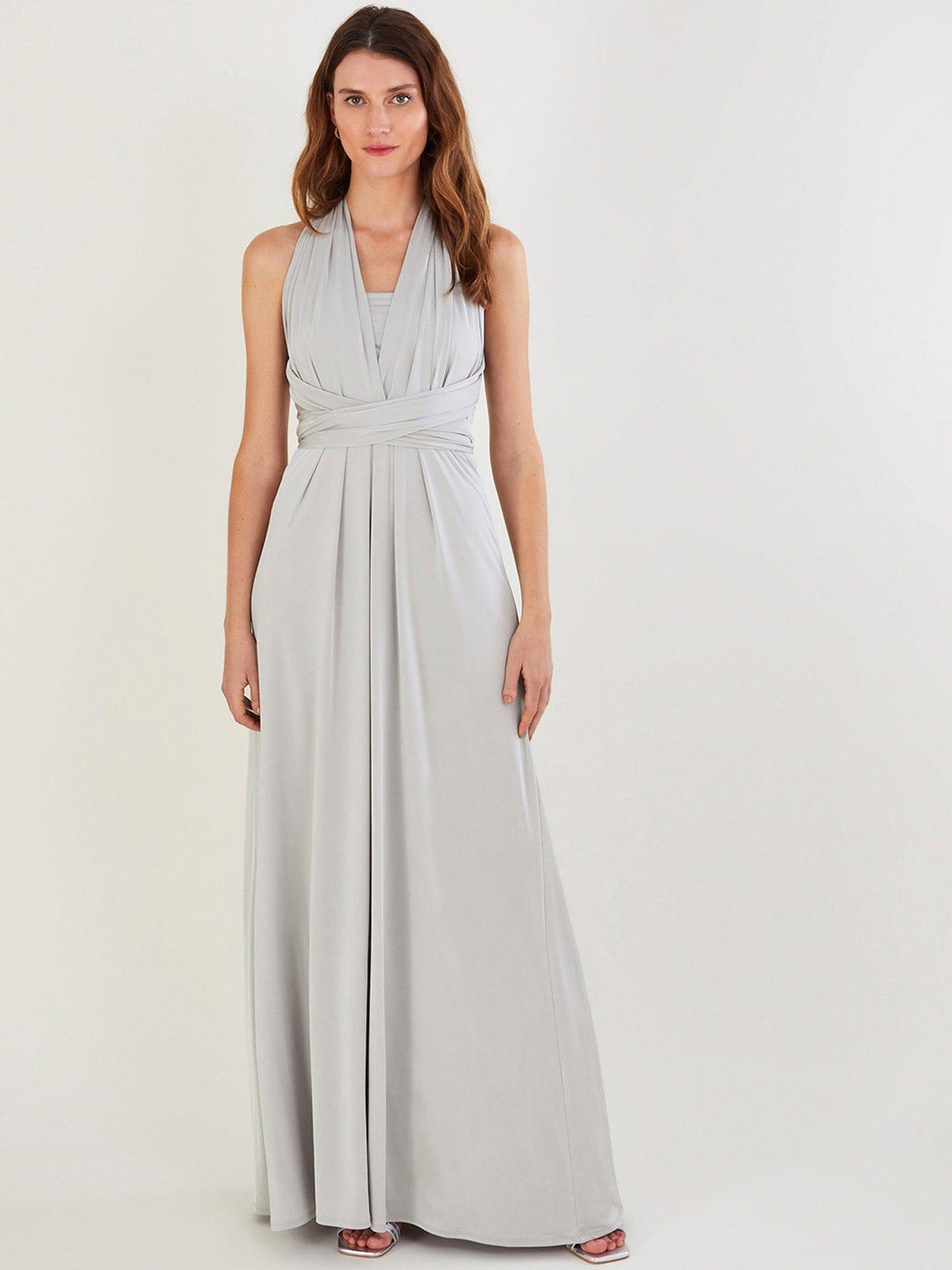 Thea Twist Me Tie Me Maxi Bridesmaid Dress Silver