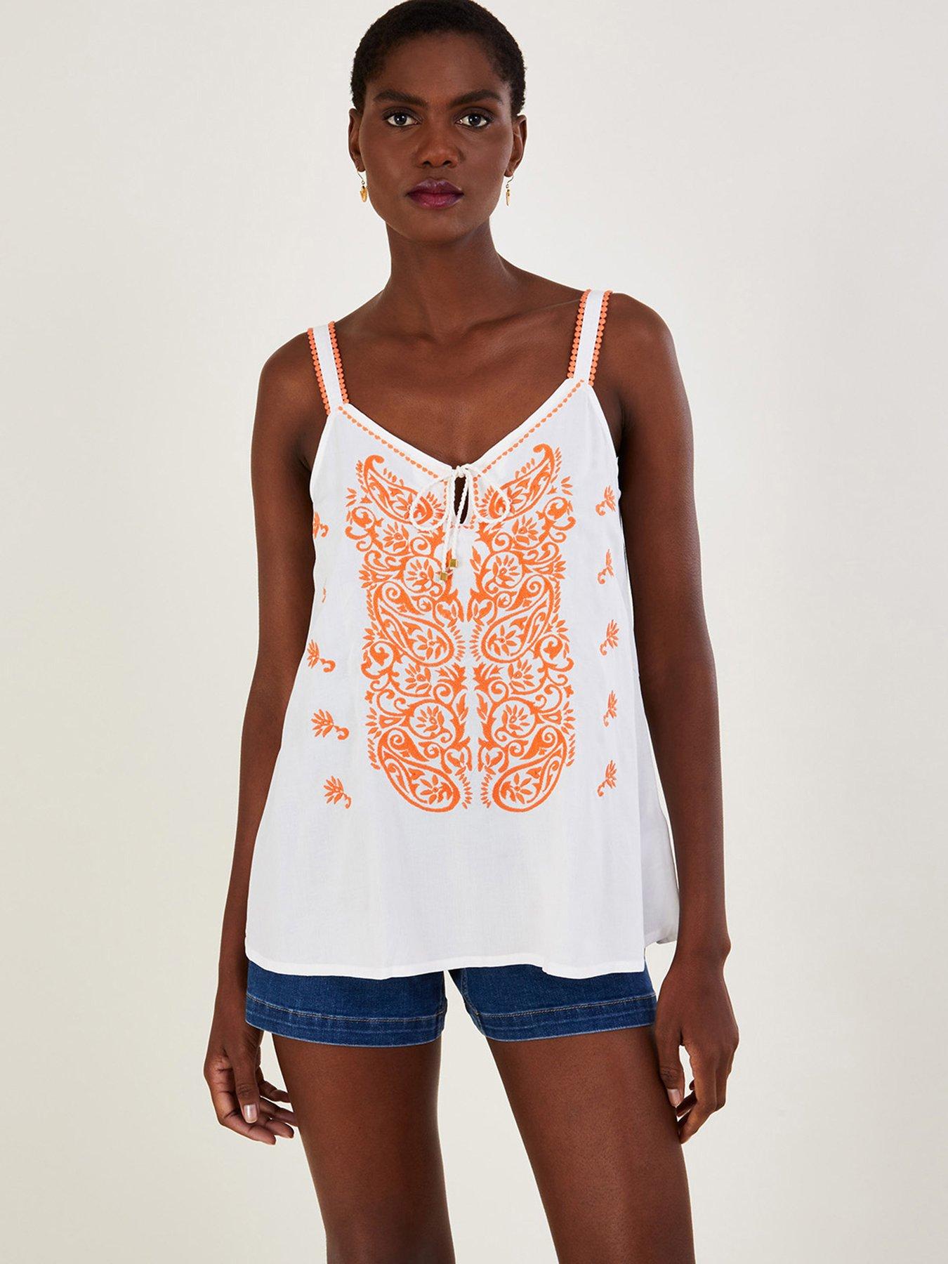 Embroidered Square Neck Cami Top, Monsoon