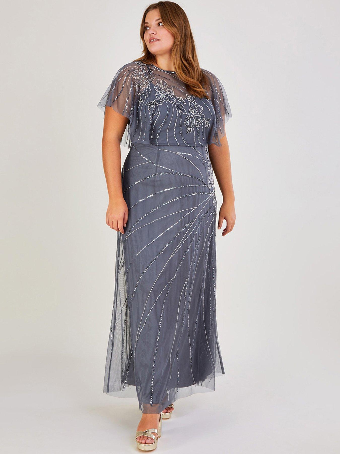 Sienna Embroidered Maxi Bridesmaid Dress Dark Blue