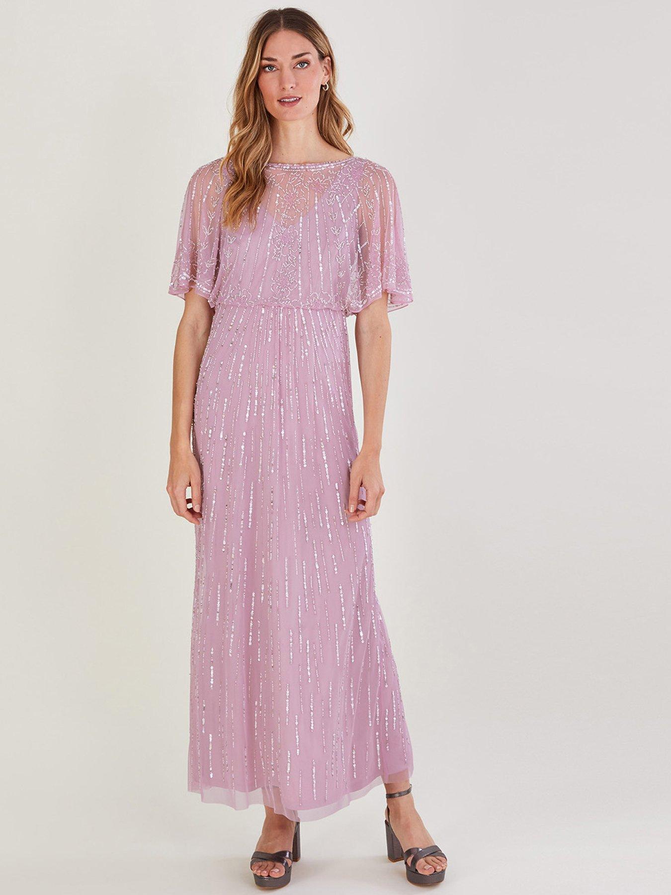 monsoon sequin maxi dress Special occasion light grey with pink sequin flowers Monsoon maxi dress  size 8