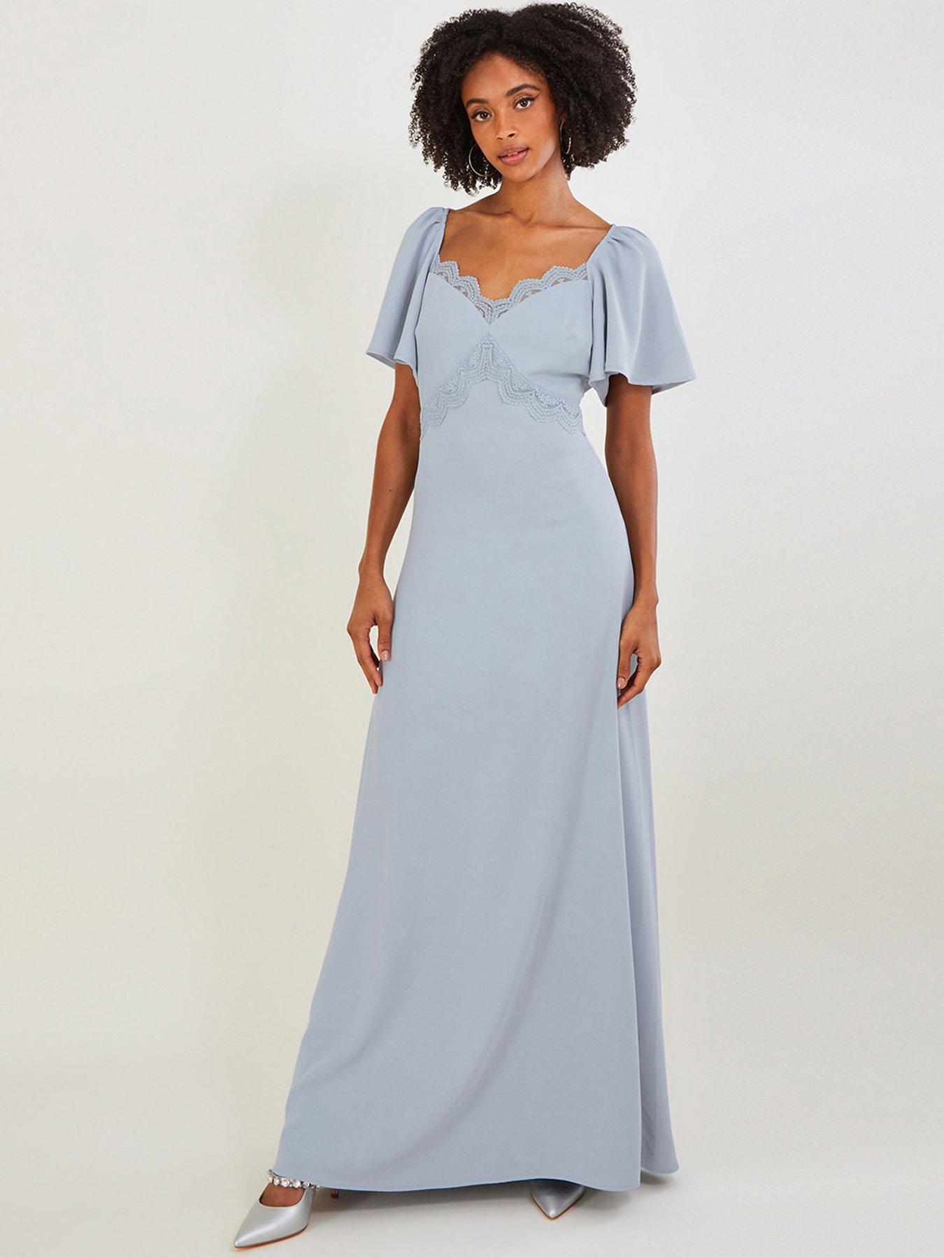 Charlotte Crepe Maxi Bridesmaid Dress Cloud Blue