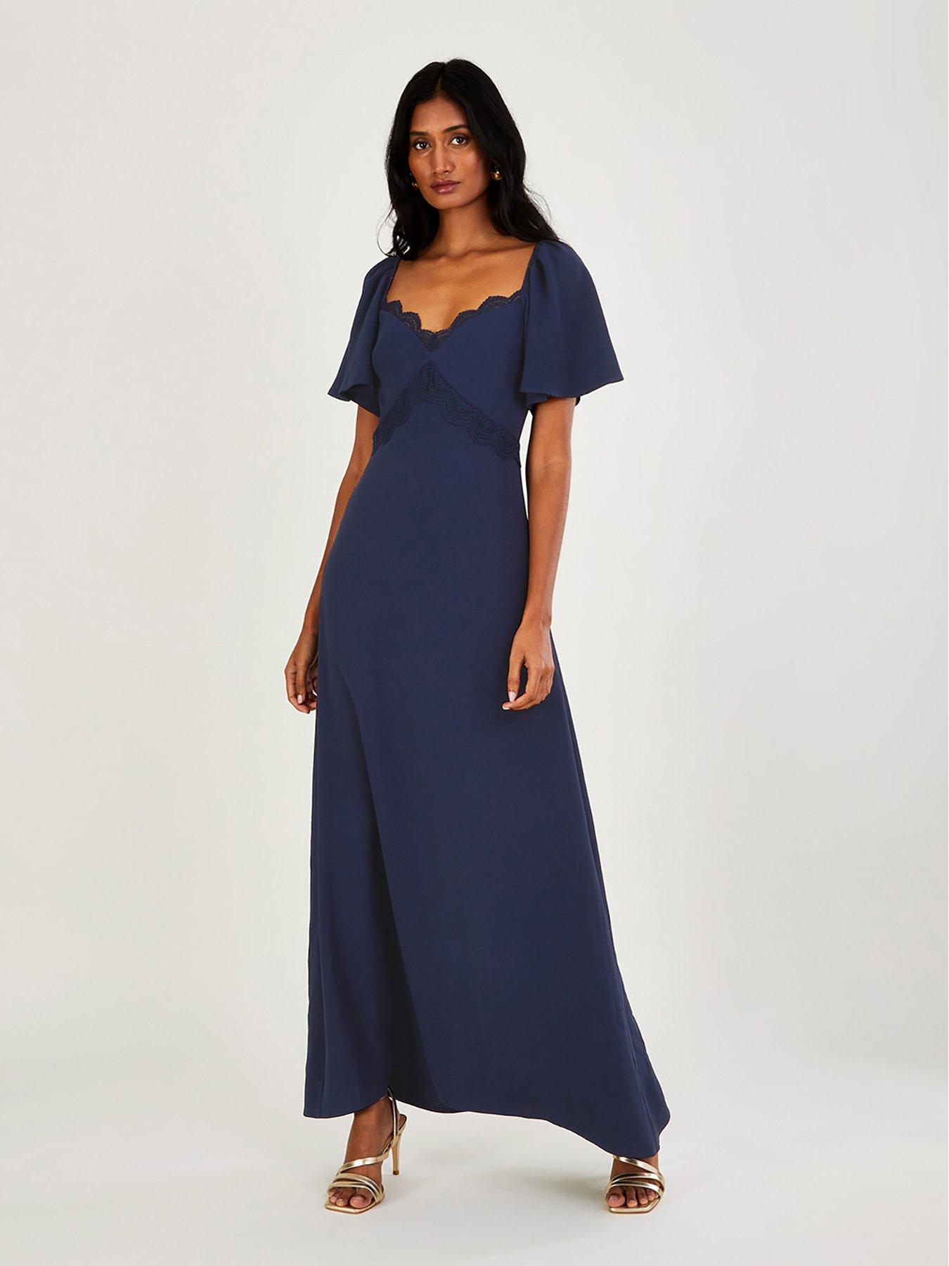 Monsoon Beatrice Crepe Bardot Maxi Bridesmaid Dress Very Ireland