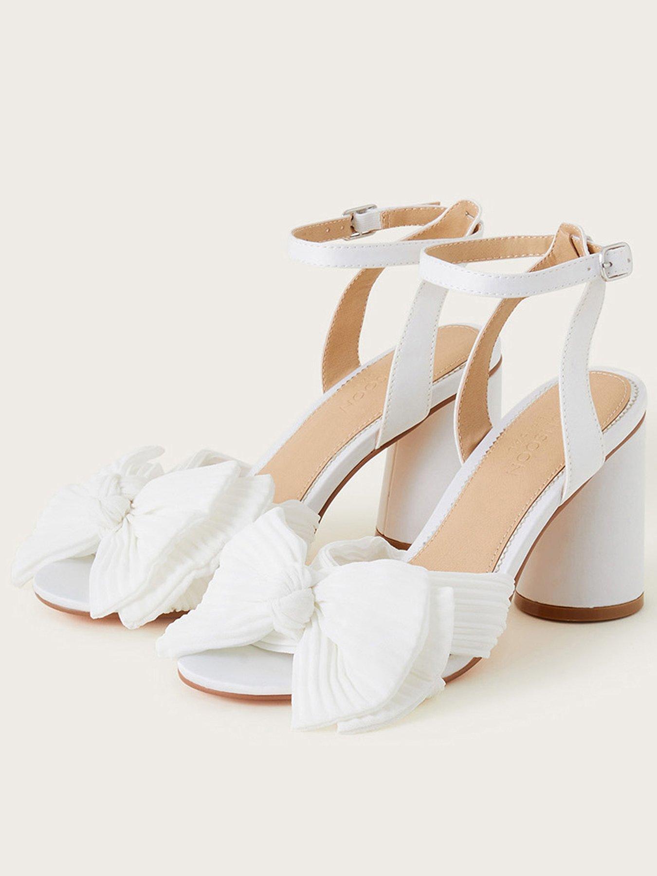 Image 1 of 4 of Monsoon Block Heel Bow Sandals - Ivory