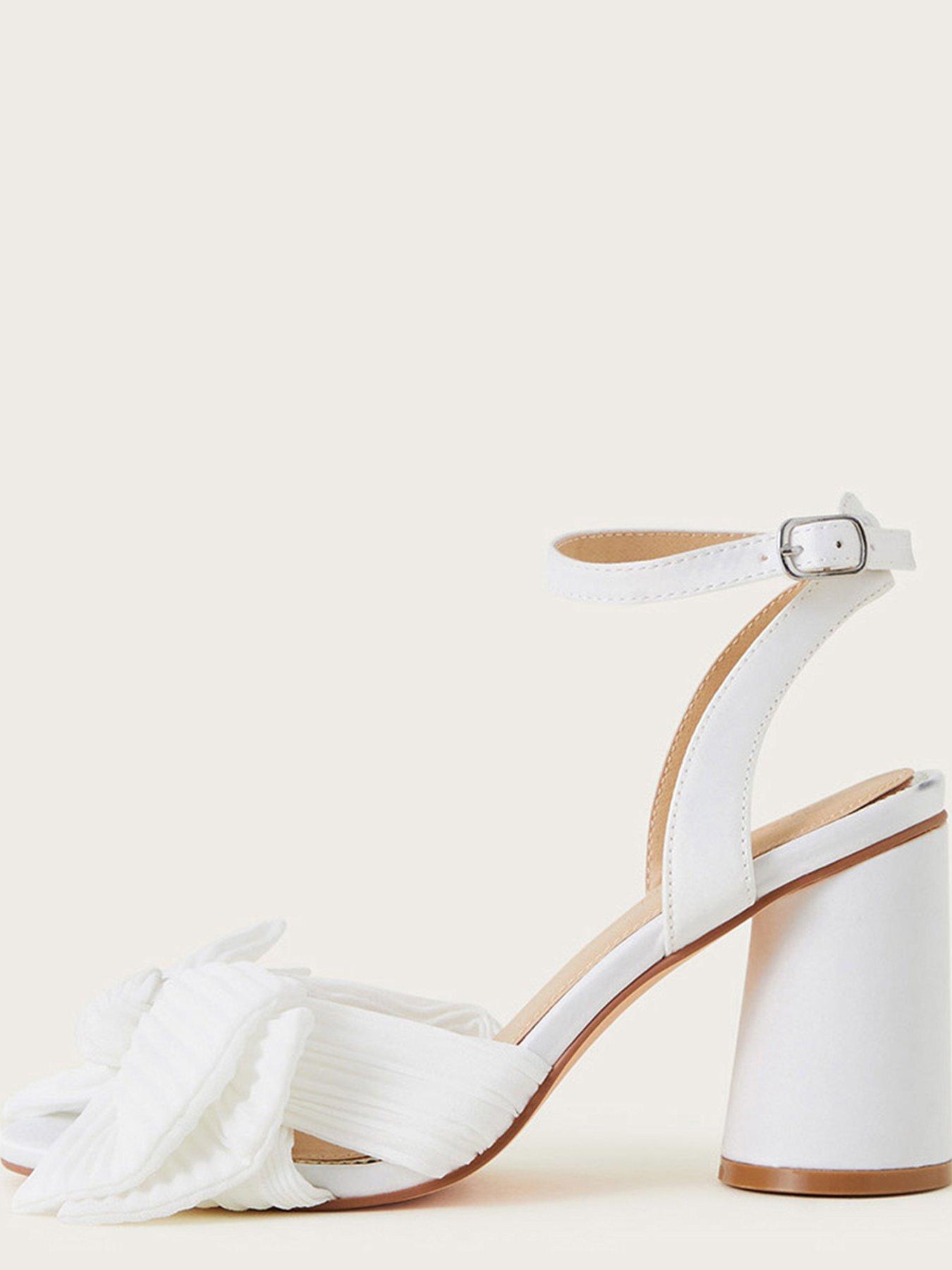 Image 3 of 4 of Monsoon Block Heel Bow Sandals - Ivory