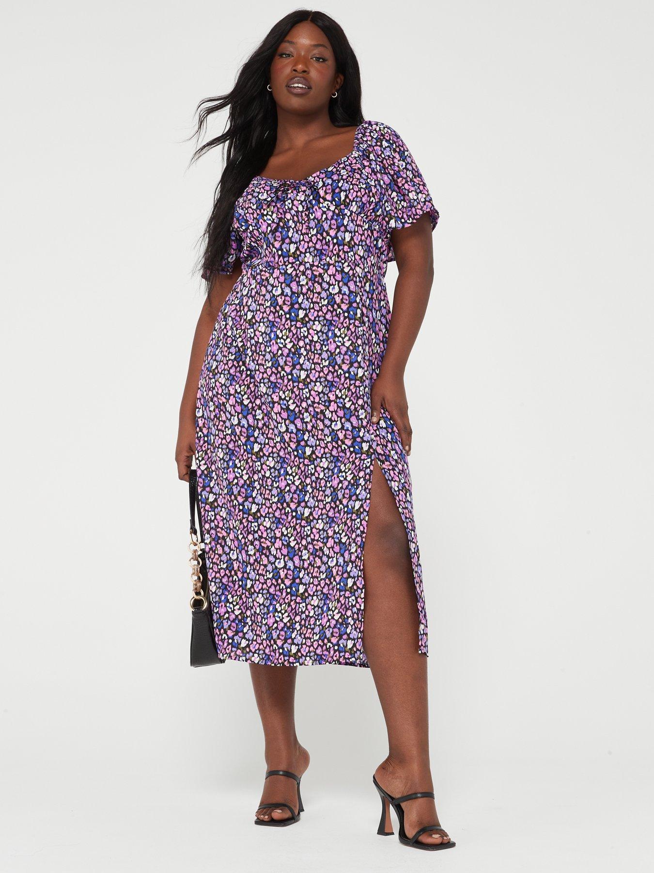 AX PARIS CURVE Printed Milkmaid Midi Dress Multi Very Ireland