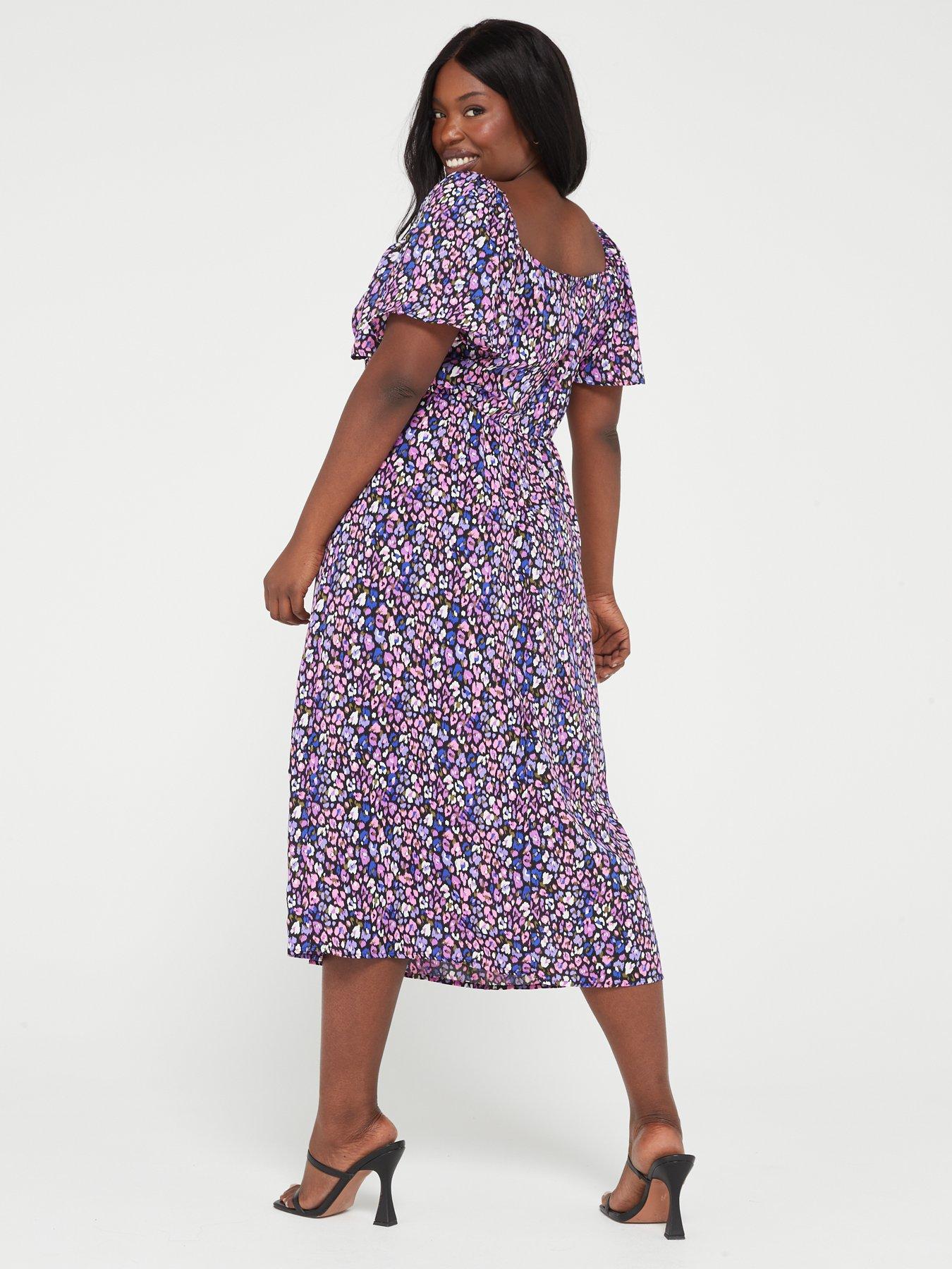 Printed Milkmaid Midi Dress Multi