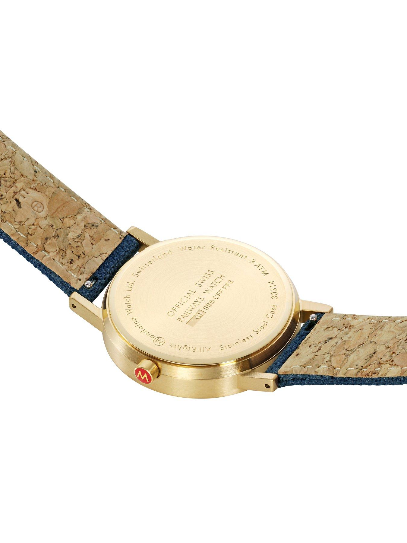 mondaine-classic-golden-36mm-case-deep-ocean-blue-watchoutfit