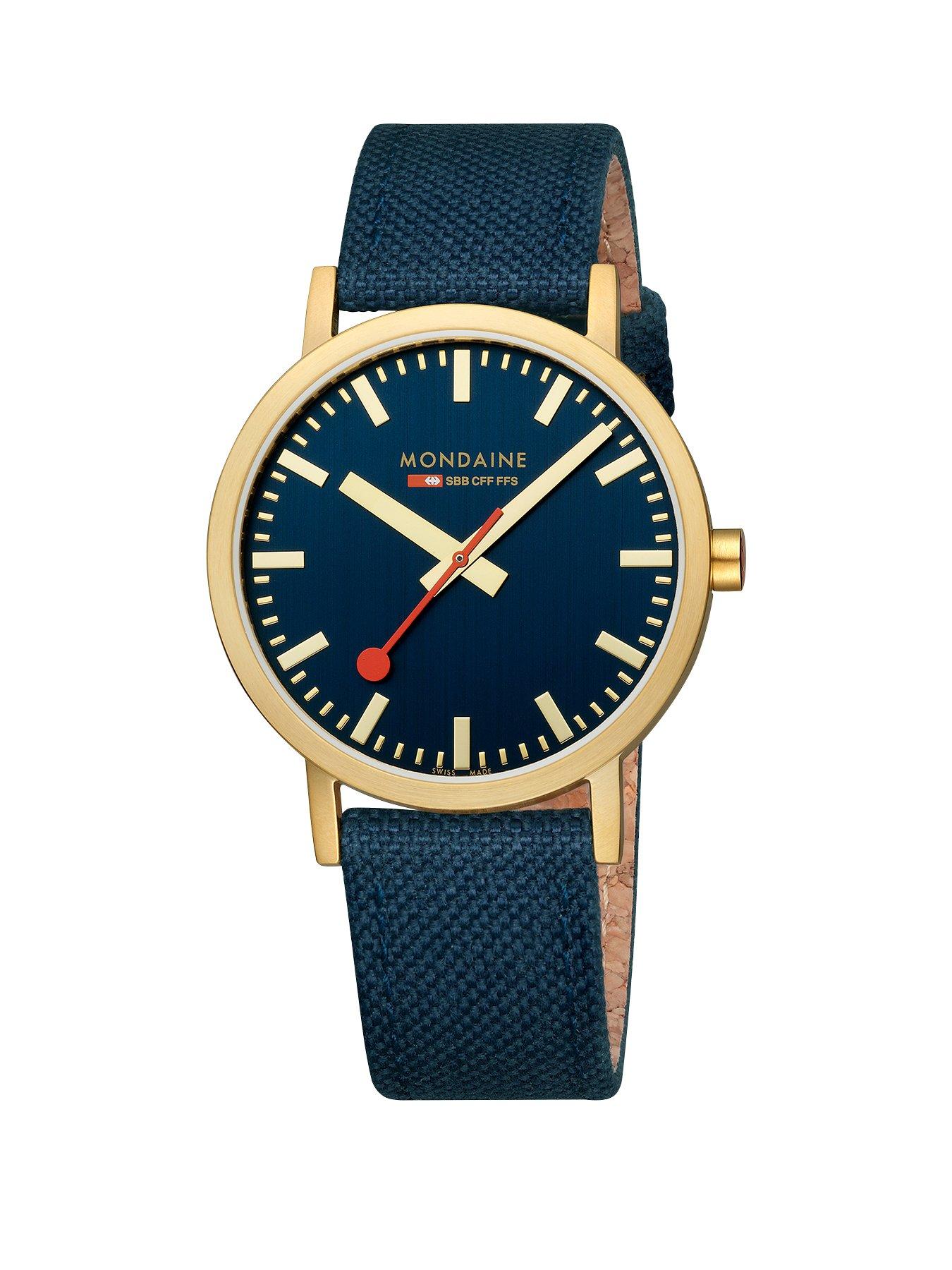 mondaine-classic-golden-40mm-case-deep-ocean-blue-watchstillFront