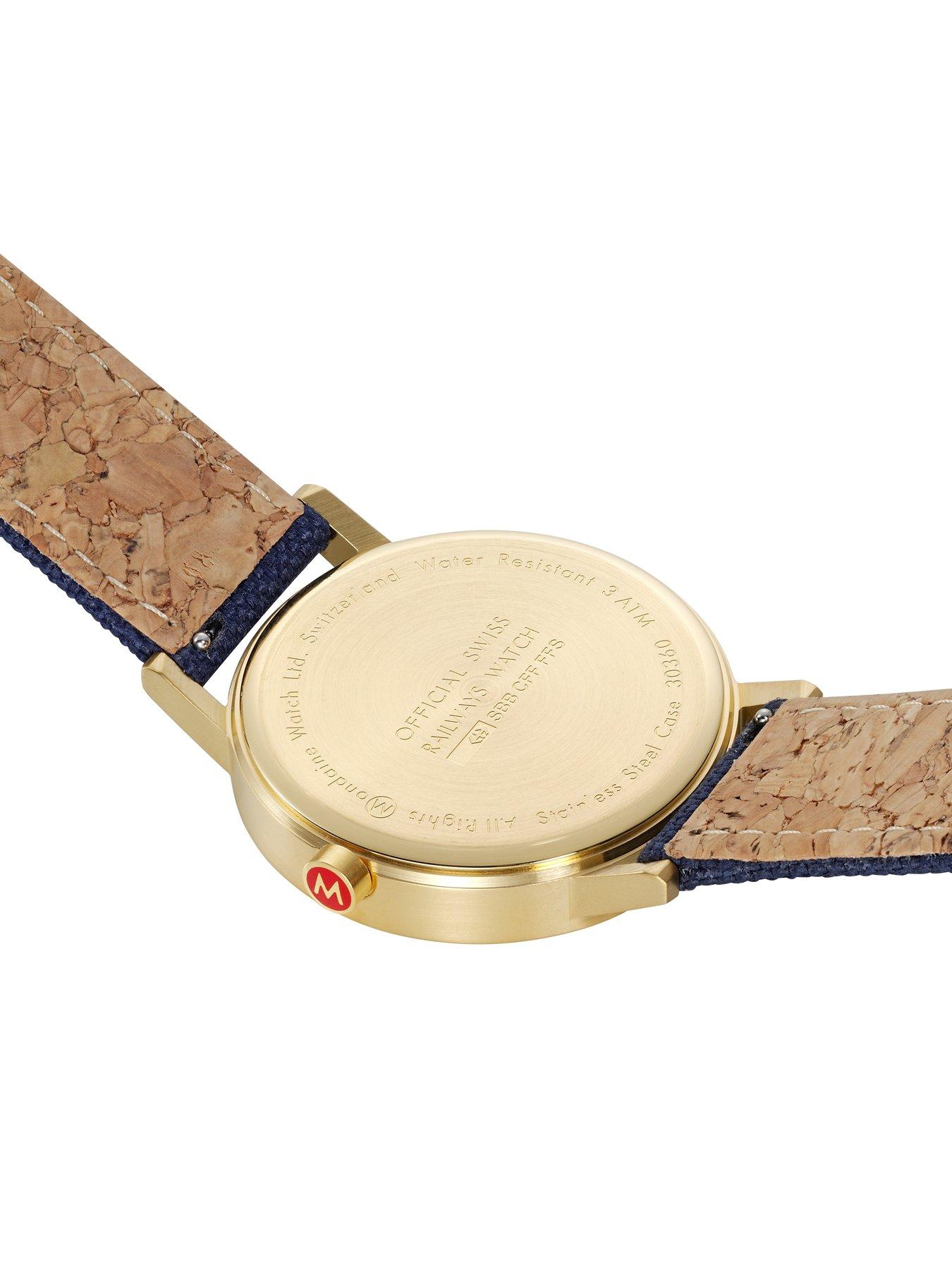 mondaine-classic-golden-40mm-case-deep-ocean-blue-watchoutfit