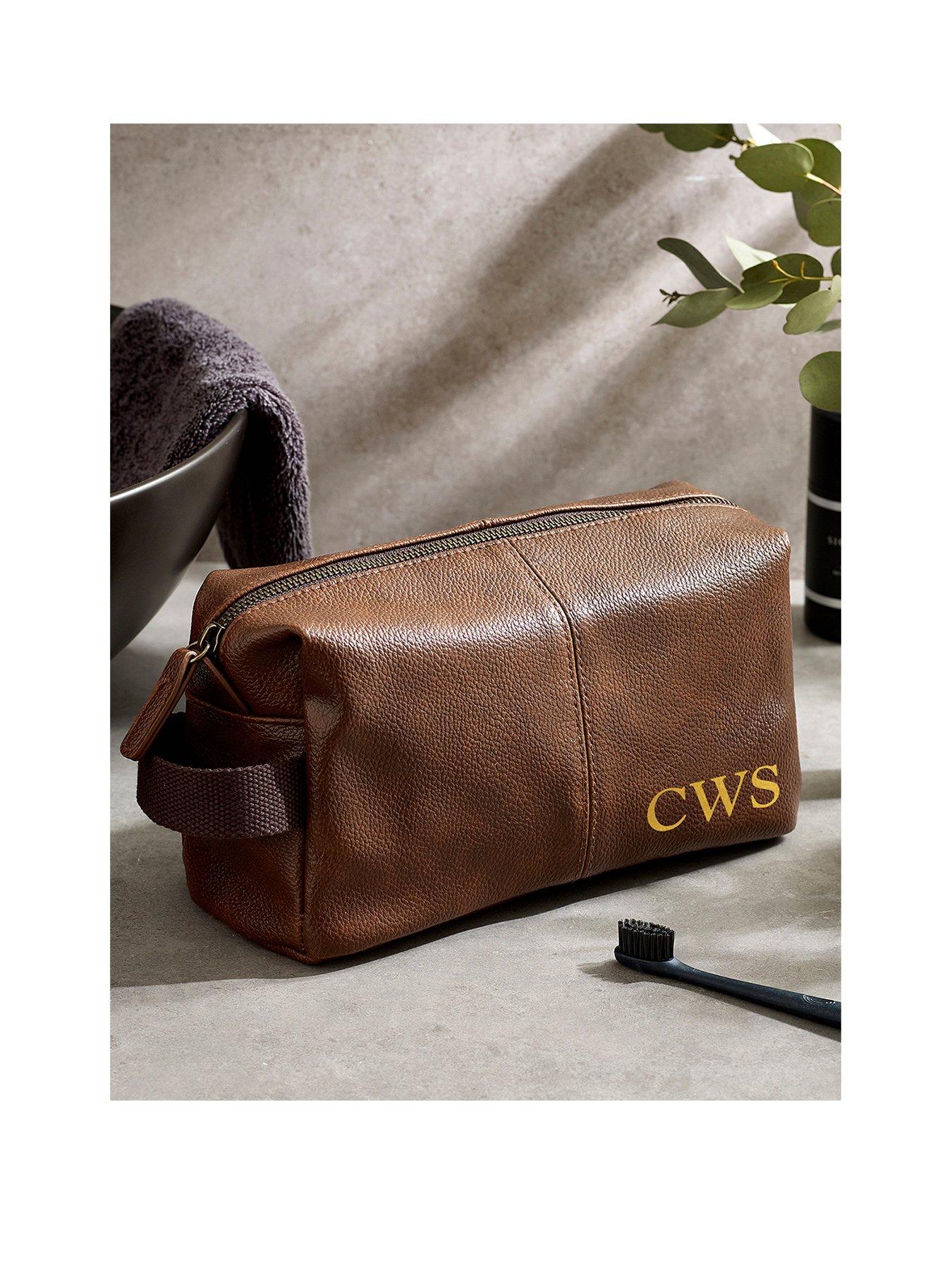 Personalised mens wash bag leather new arrivals