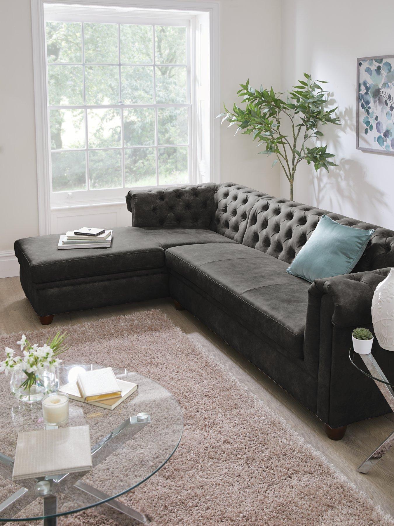 undefined Chester Leather Look Left Hand Corner Chaise - FSC® Certified