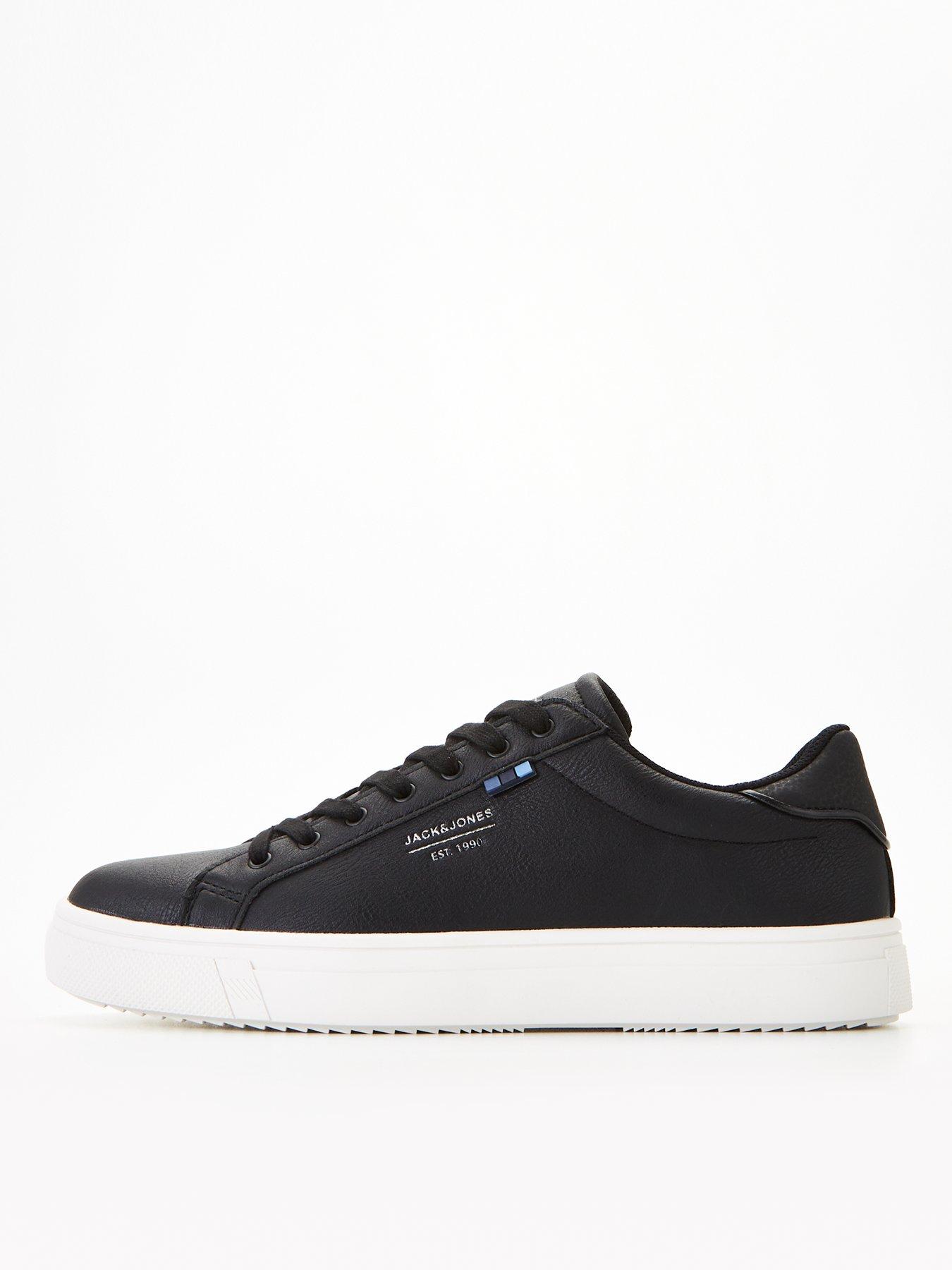 Black faux leather sale slip on sneakers