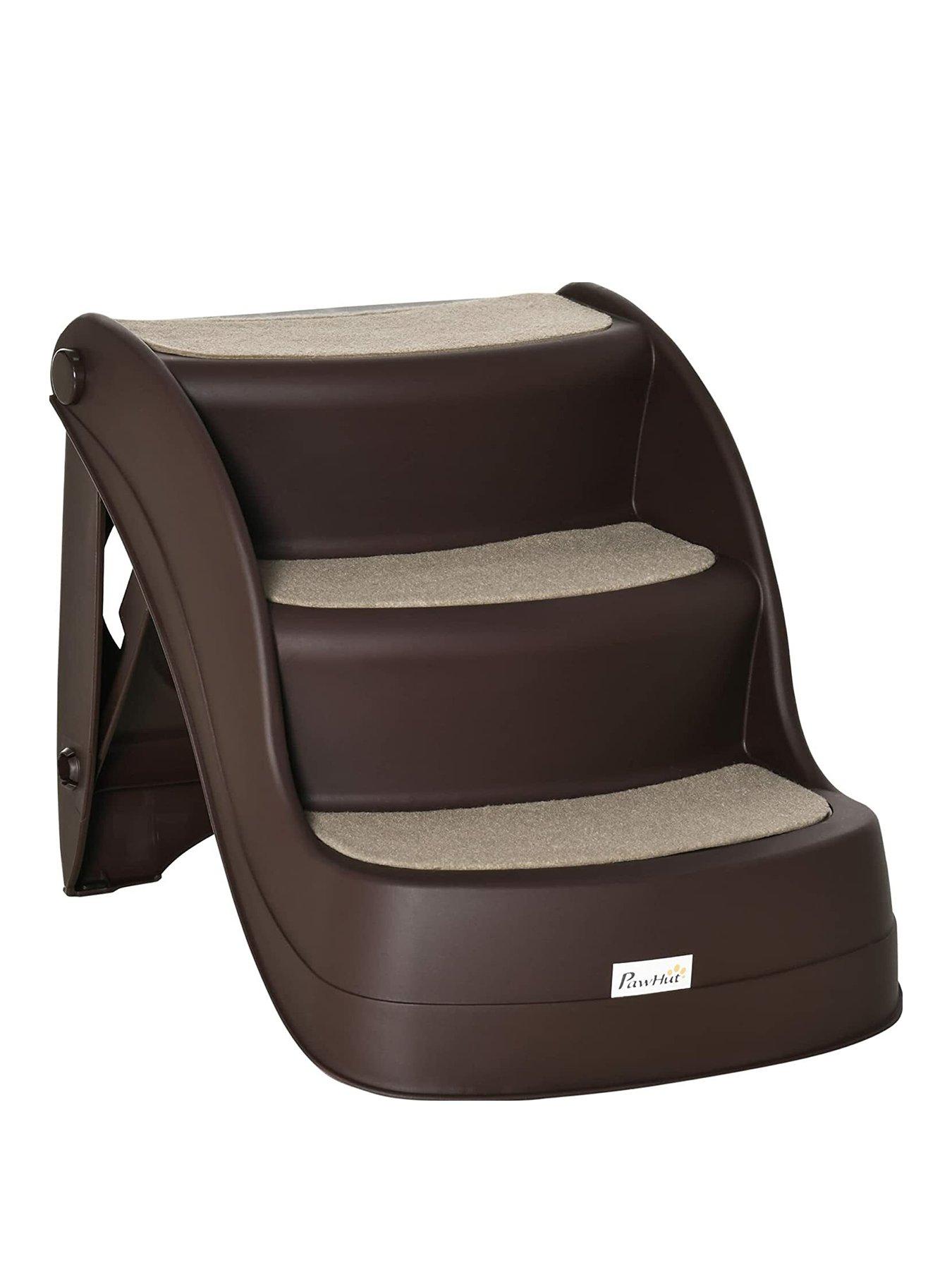Image 1 of 7 of PawHut PawHut Foldable Pet Stairs Portable Dog Steps 3-Step Design with Non-slip Mats for High Beds, Sofas, 49 x 38 x 38 cm, Brown