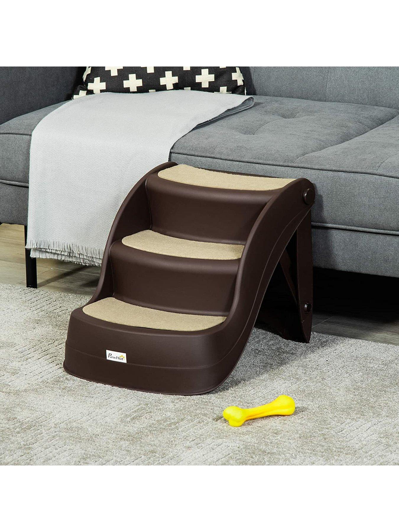 Image 6 of 7 of PawHut PawHut Foldable Pet Stairs Portable Dog Steps 3-Step Design with Non-slip Mats for High Beds, Sofas, 49 x 38 x 38 cm, Brown