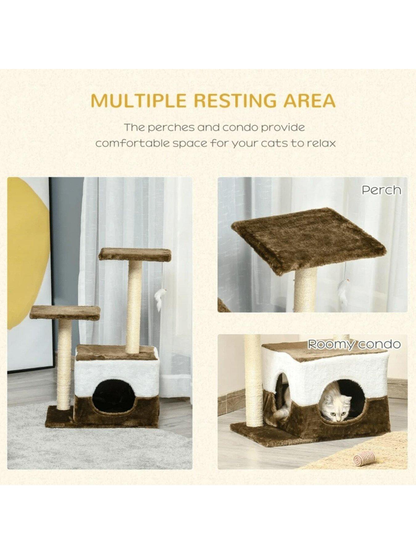 pawhut-pawhut-cat-tree-tower-kitten-house-scratching-posts-with-condo-perch-interactive-mouse-toy-45-x-33-x-70-cm-brownoutfit