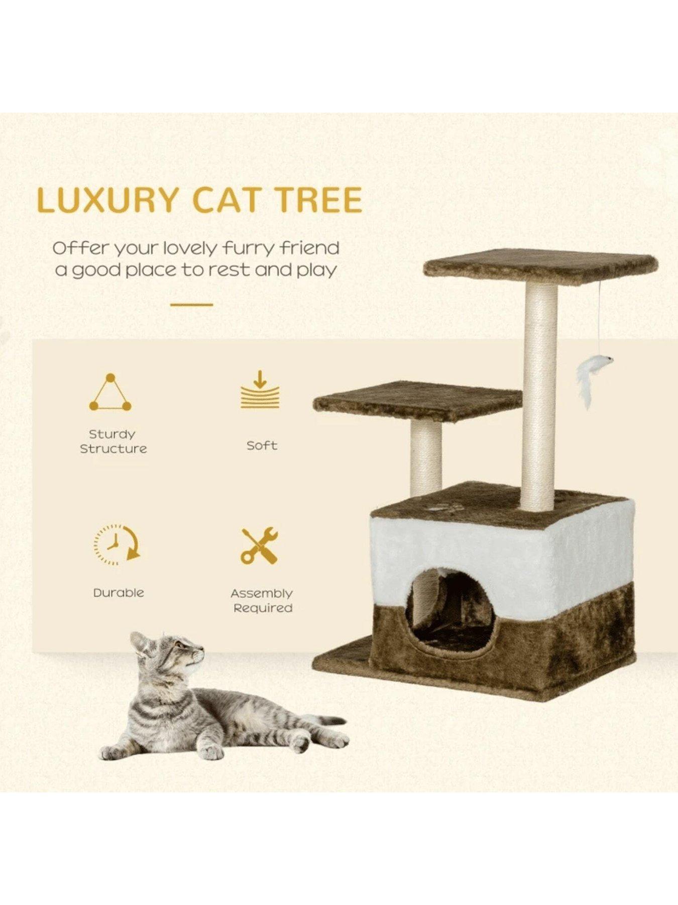 pawhut-pawhut-cat-tree-tower-kitten-house-scratching-posts-with-condo-perch-interactive-mouse-toy-45-x-33-x-70-cm-browndetail