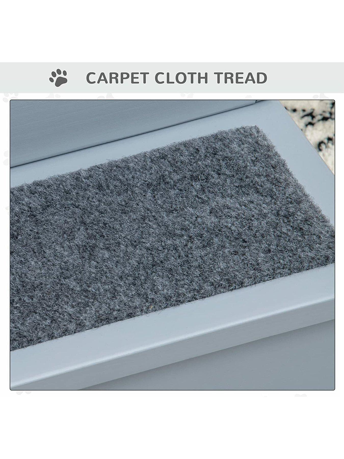 Image 6 of 7 of PawHut PawHut 3 Step Wooden Pet Stairs Steps Dog Stairs Carpet Non Slip Grey