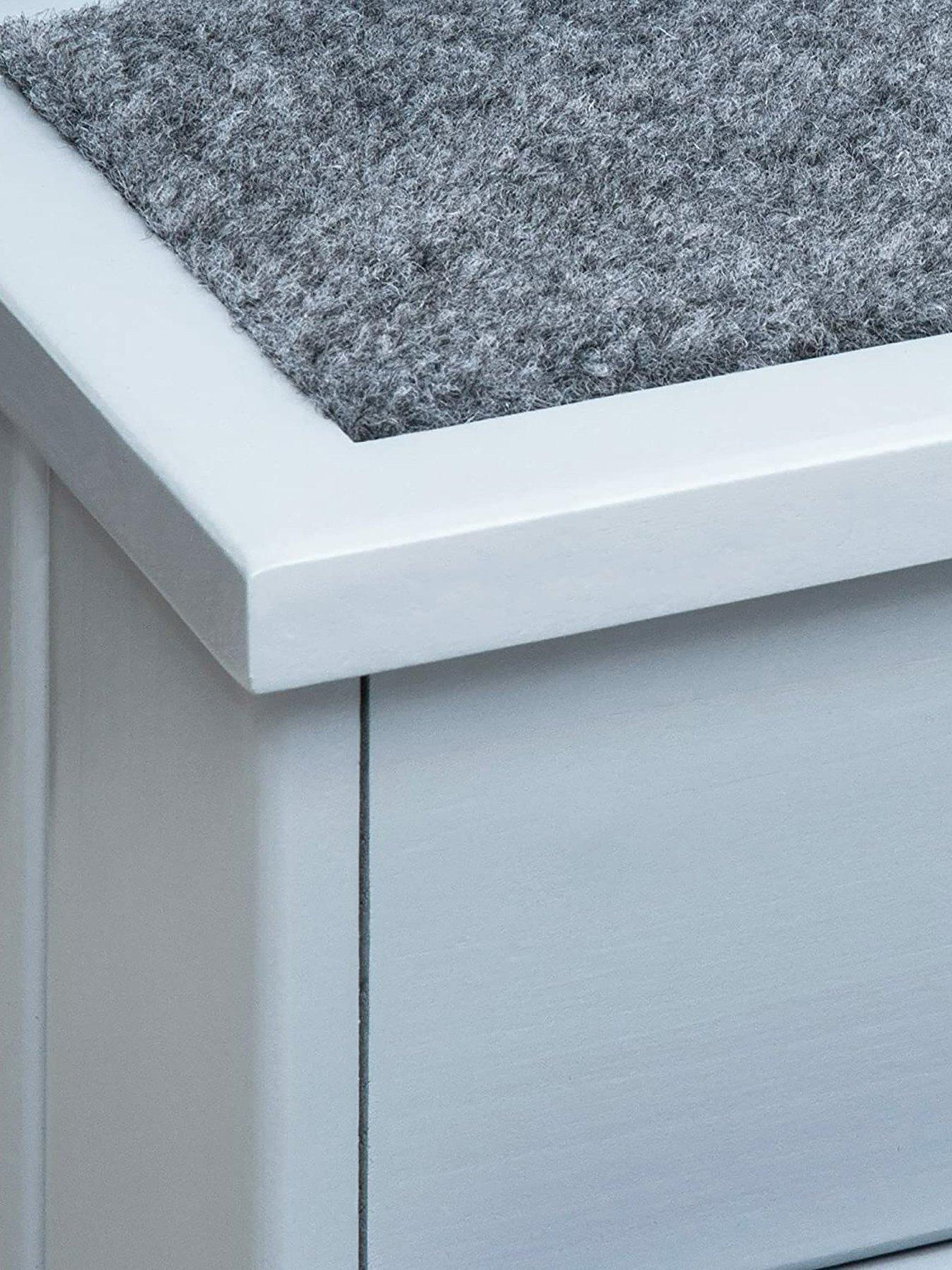 Image 7 of 7 of PawHut PawHut 3 Step Wooden Pet Stairs Steps Dog Stairs Carpet Non Slip Grey