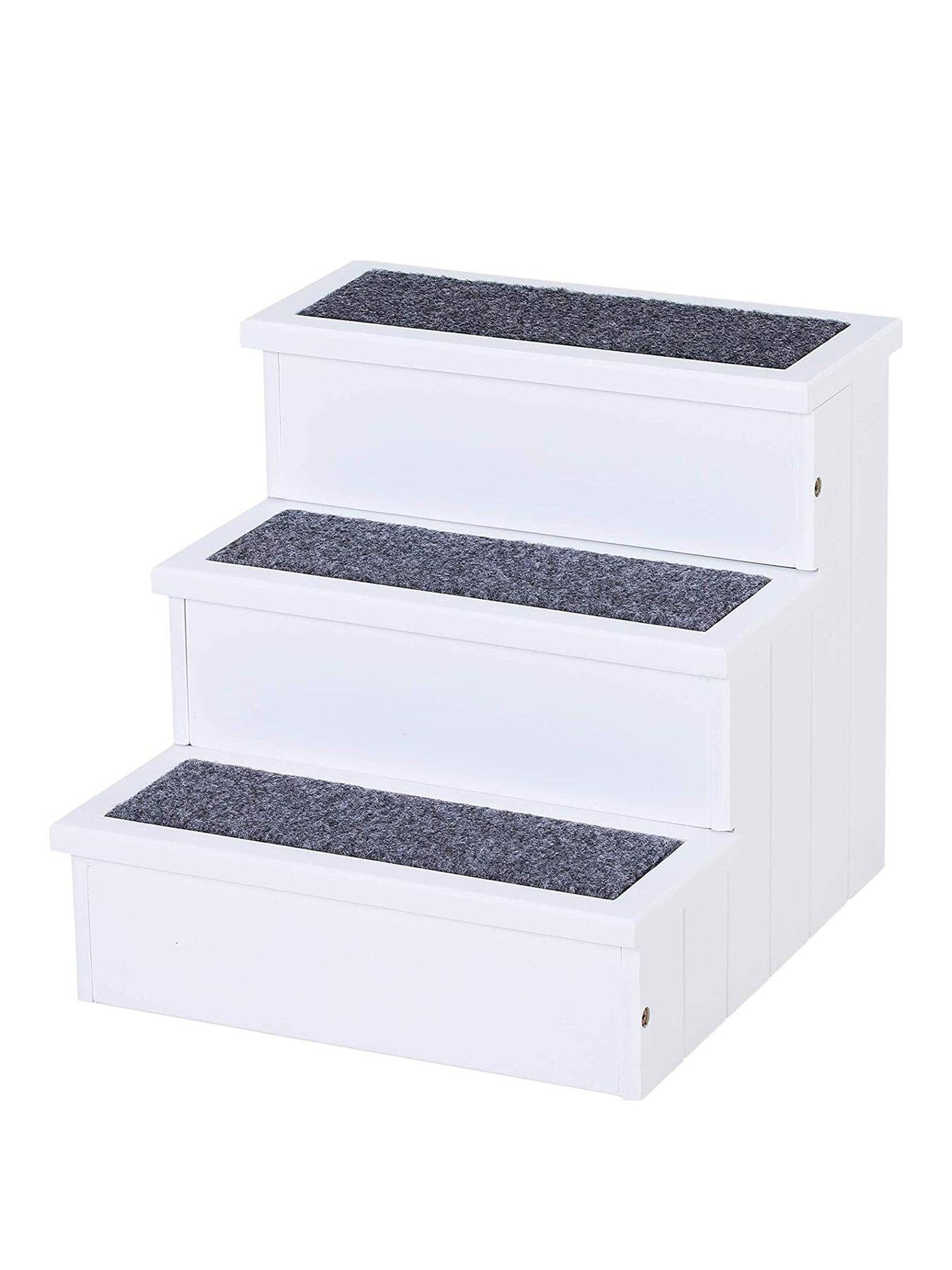 undefined PawHut Pet 3-step Stairs Ramp Wood Carpet Non Slip