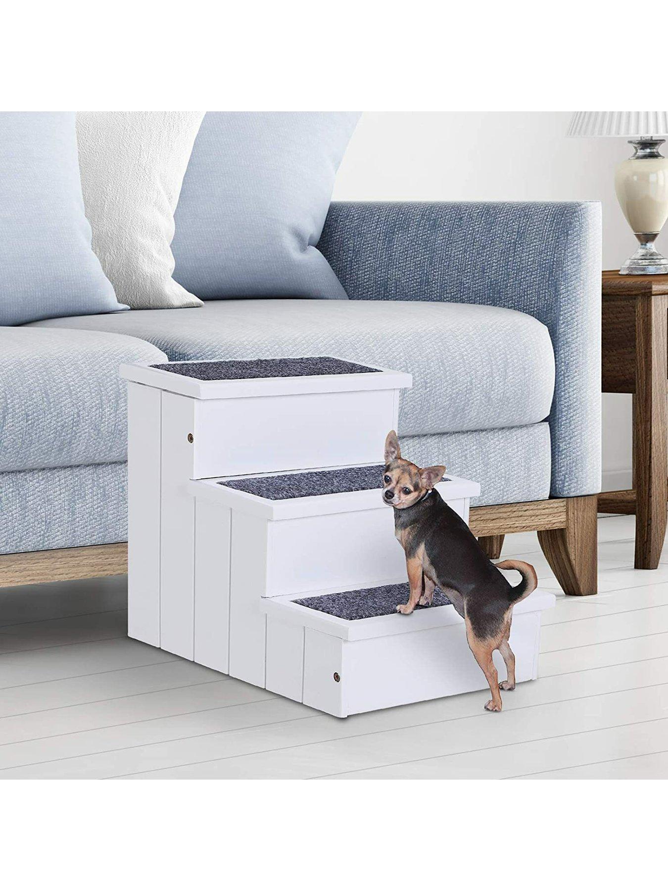 Image 3 of 7 of PawHut PawHut Pet 3-step Stairs Ramp Wood Carpet Non Slip