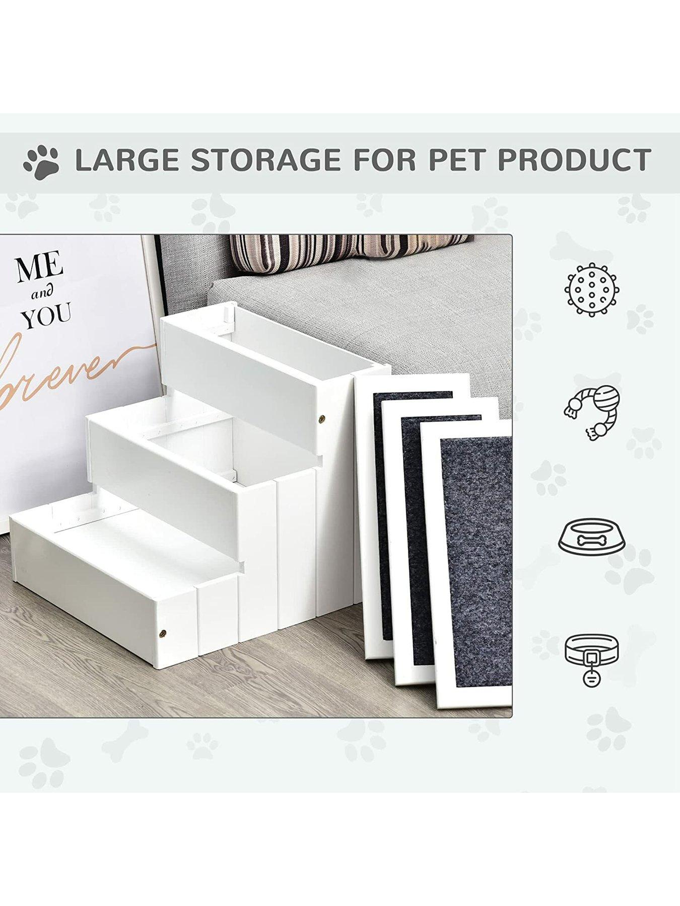 Image 4 of 7 of PawHut PawHut Pet 3-step Stairs Ramp Wood Carpet Non Slip